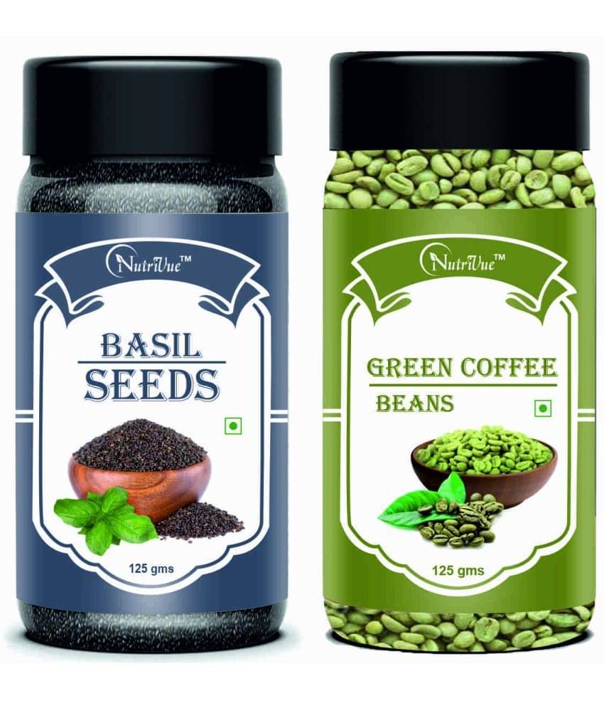 NUTRIVUE Basil Seeds & Green Coffee Beans 250 gm Pack of 2 NUTRIVUE Basil Seeds & Green Coffee Beans 250 gm Pack of 2