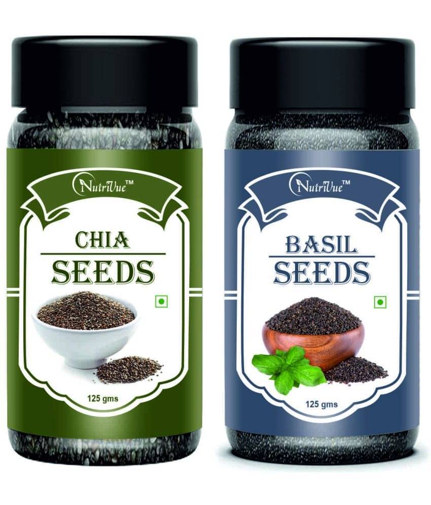 NUTRIVUE Chia Seeds & Basil Seeds 250 gm Pack of 2 NUTRIVUE Chia Seeds & Basil Seeds 250 gm Pack of 2