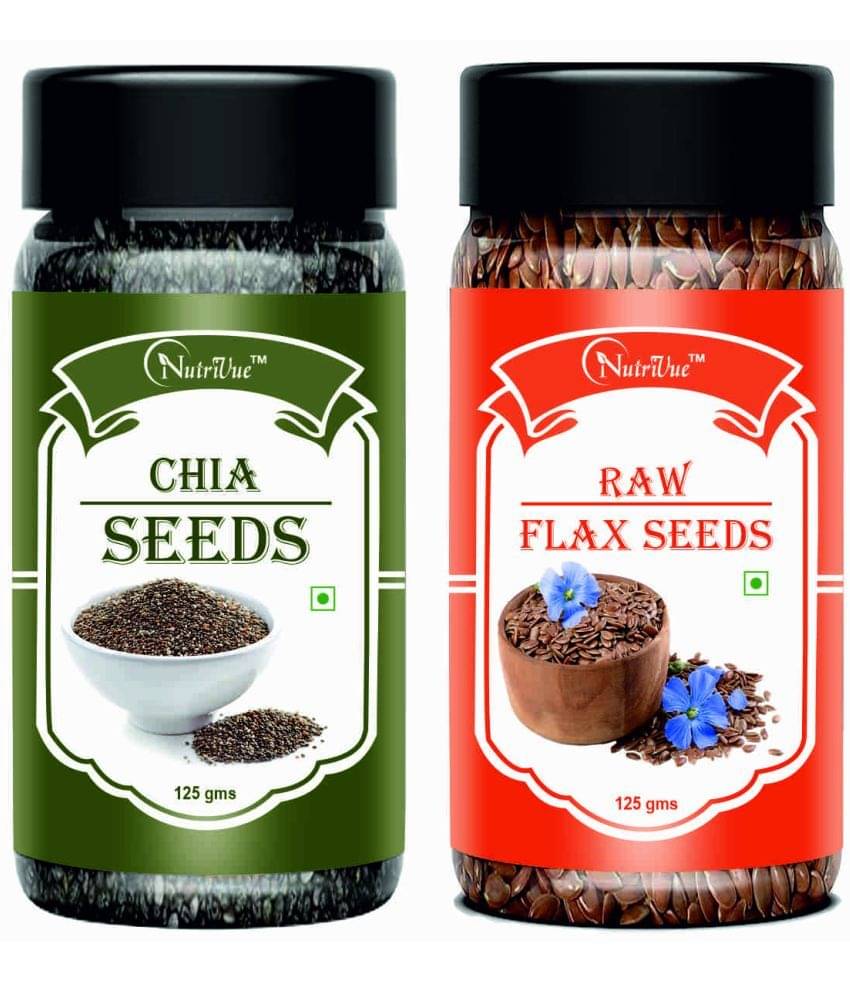 NUTRIVUE Chia Seeds & Flax Seeds 250 gm Pack of 2 NUTRIVUE Chia Seeds & Flax Seeds 250 gm Pack of 2