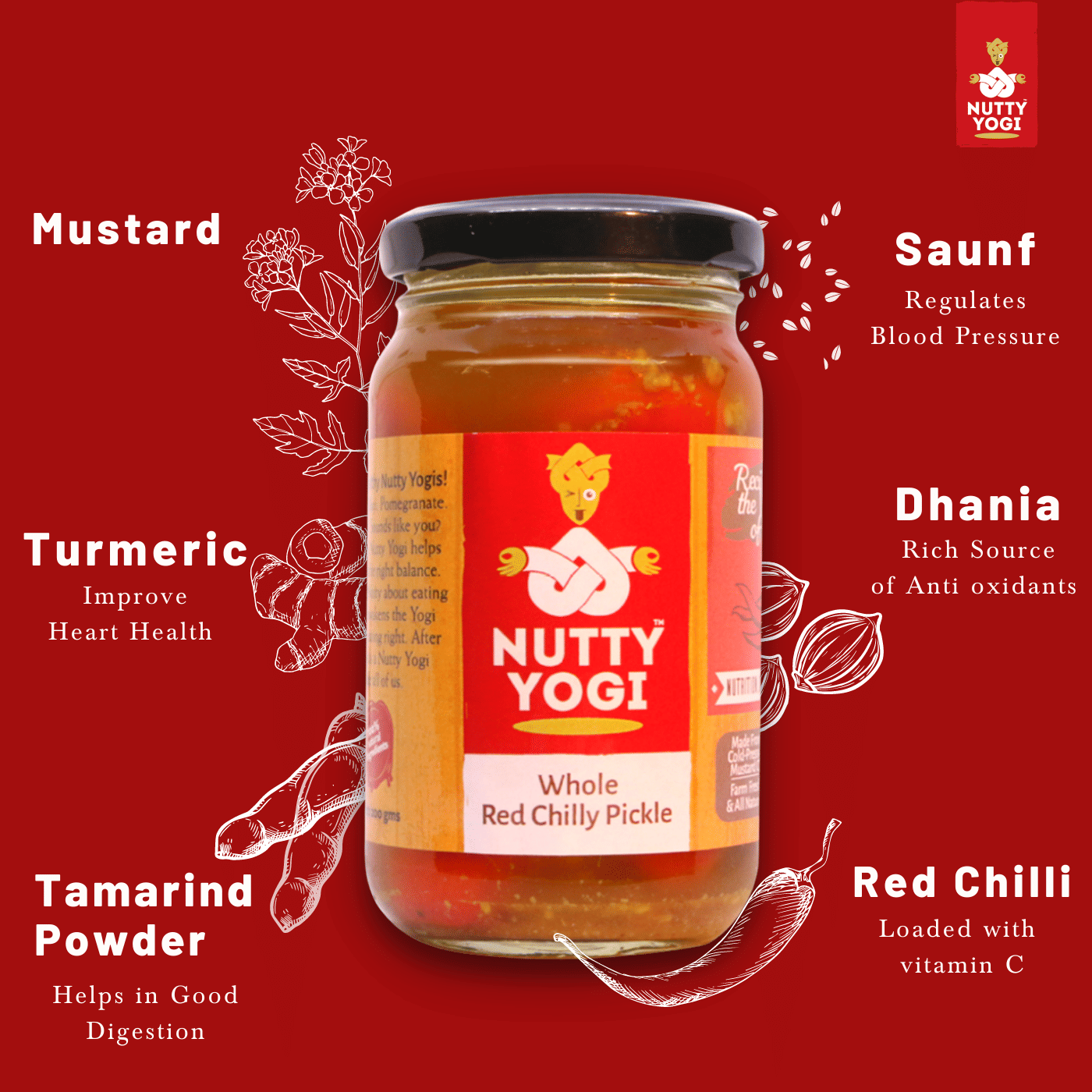 Nutty Yogi Banarasi Whole red chilly Pickle 200 g Nutty Yogi Banarasi Whole red chilly Pickle 200 g