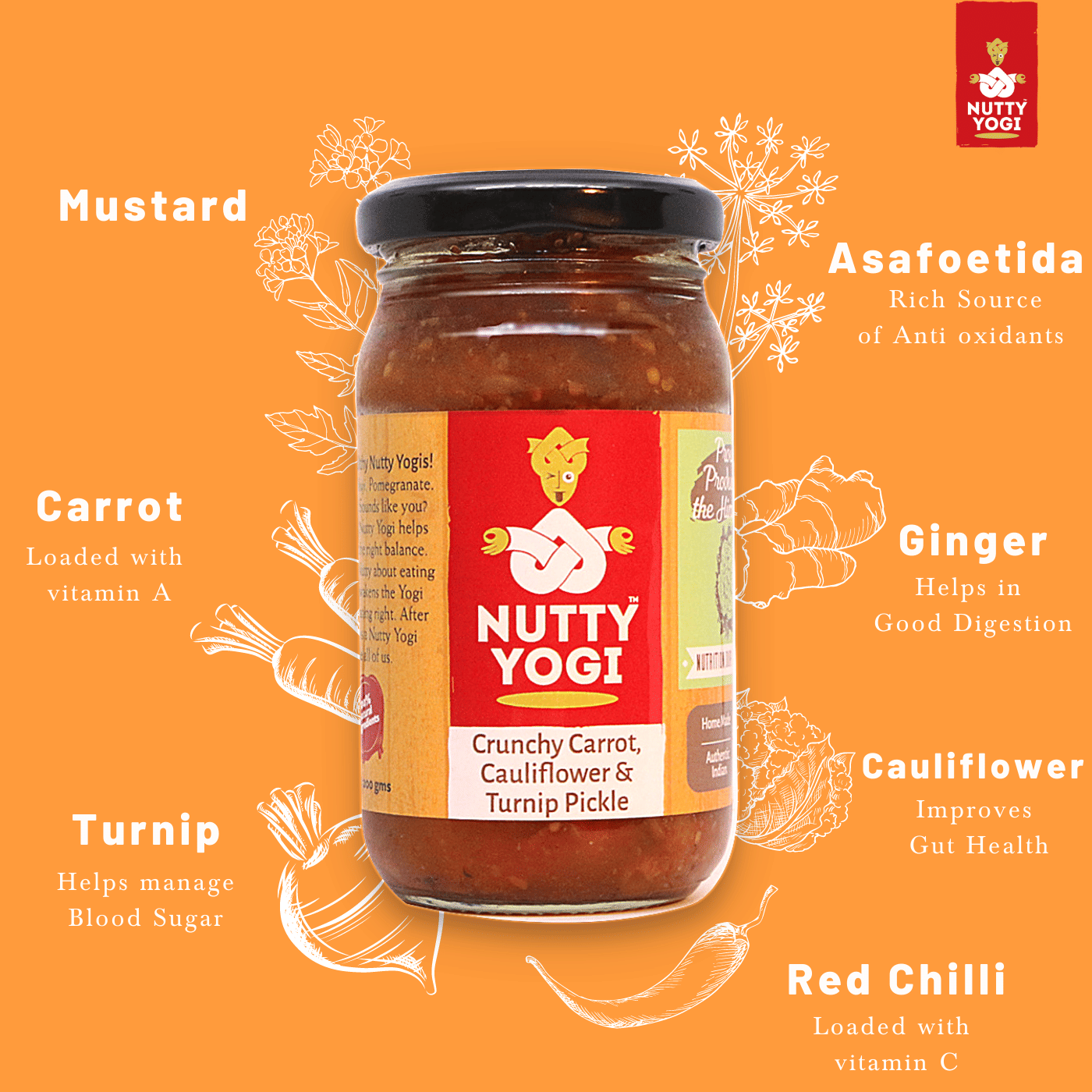     			Nutty Yogi Crunchy Carrot Cauliflower Pickle 200 g