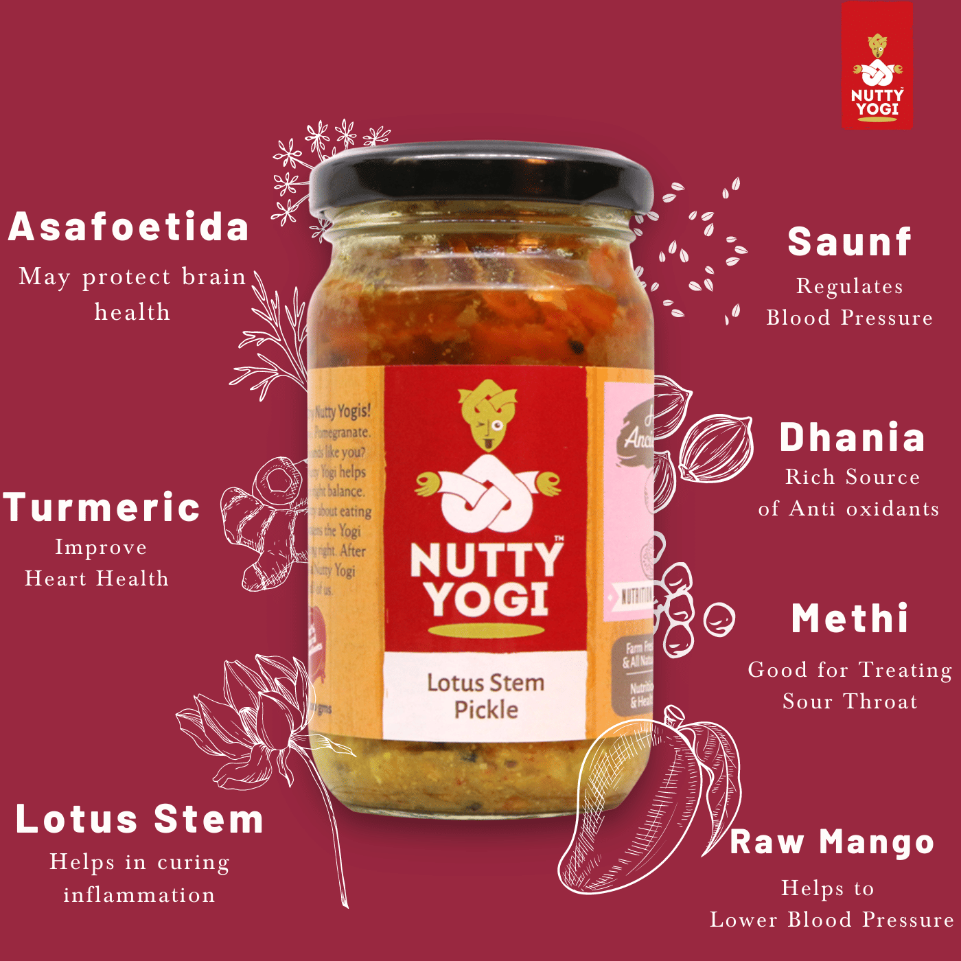 Nutty Yogi Lotus Stem Pickle 200 g     			Nutty Yogi Lotus Stem Pickle 200 g
