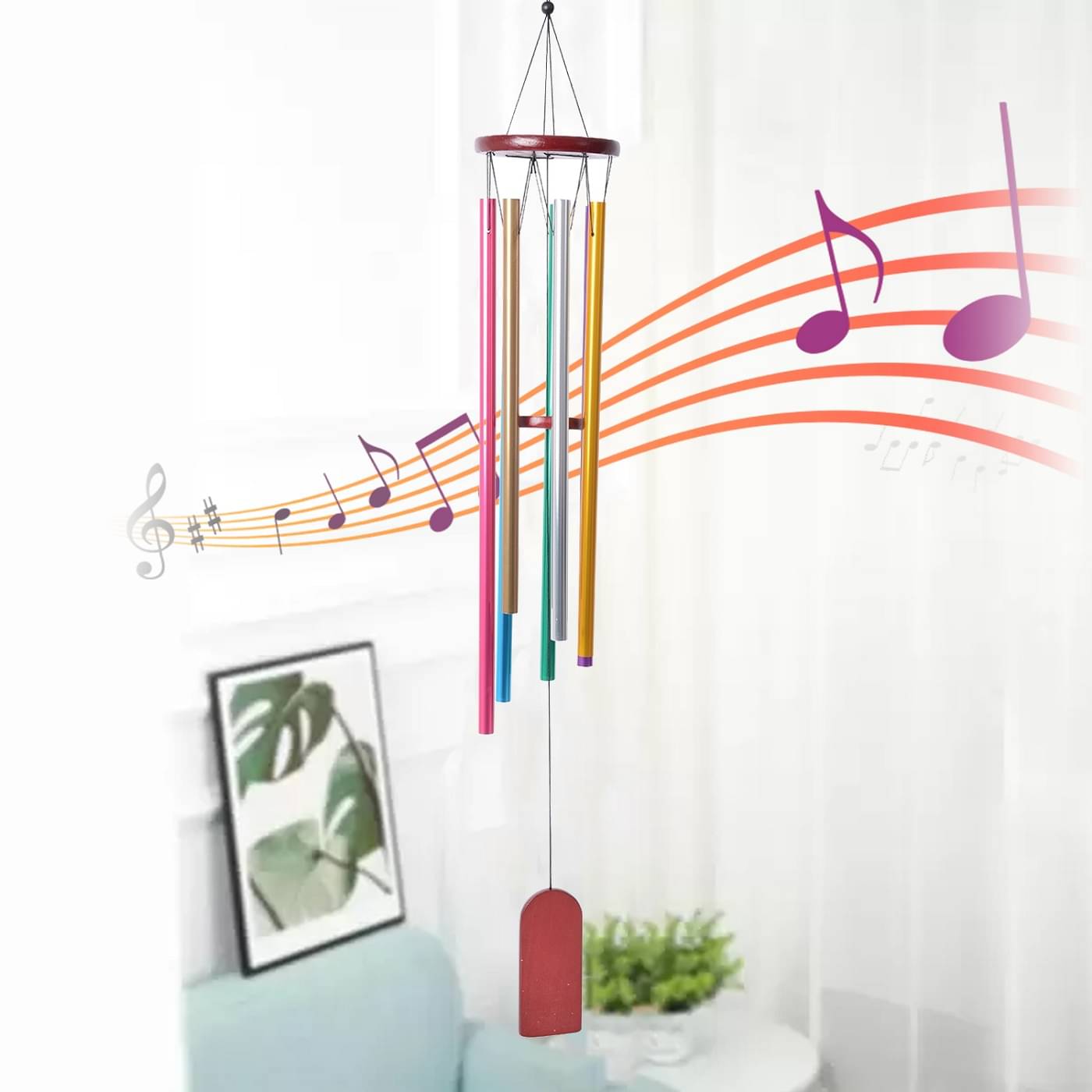PAYSTORE 7 PIPE MULTI COLOURED WIND CHIME Aluminium Rod Indoor Windchime Pack of 1 PAYSTORE 7 PIPE MULTI COLOURED WIND CHIME Aluminium Rod Indoor Windchime Pack of 1
