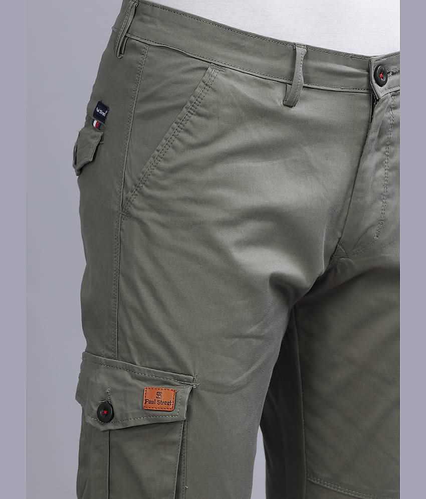 Paul Street Slim Flat Men's Cargos - Olive Green ( Pack of 1 )