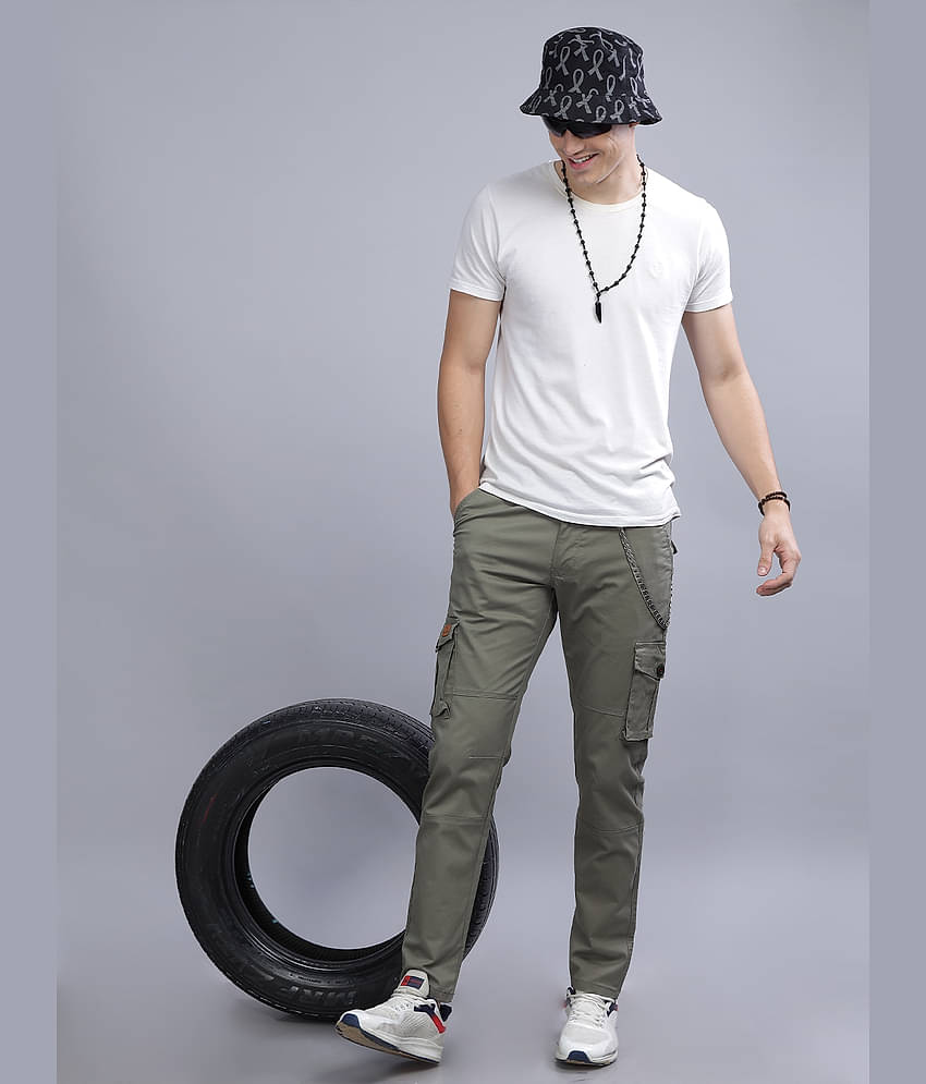 Paul Street Slim Flat Men's Cargos - Olive Green ( Pack of 1 )