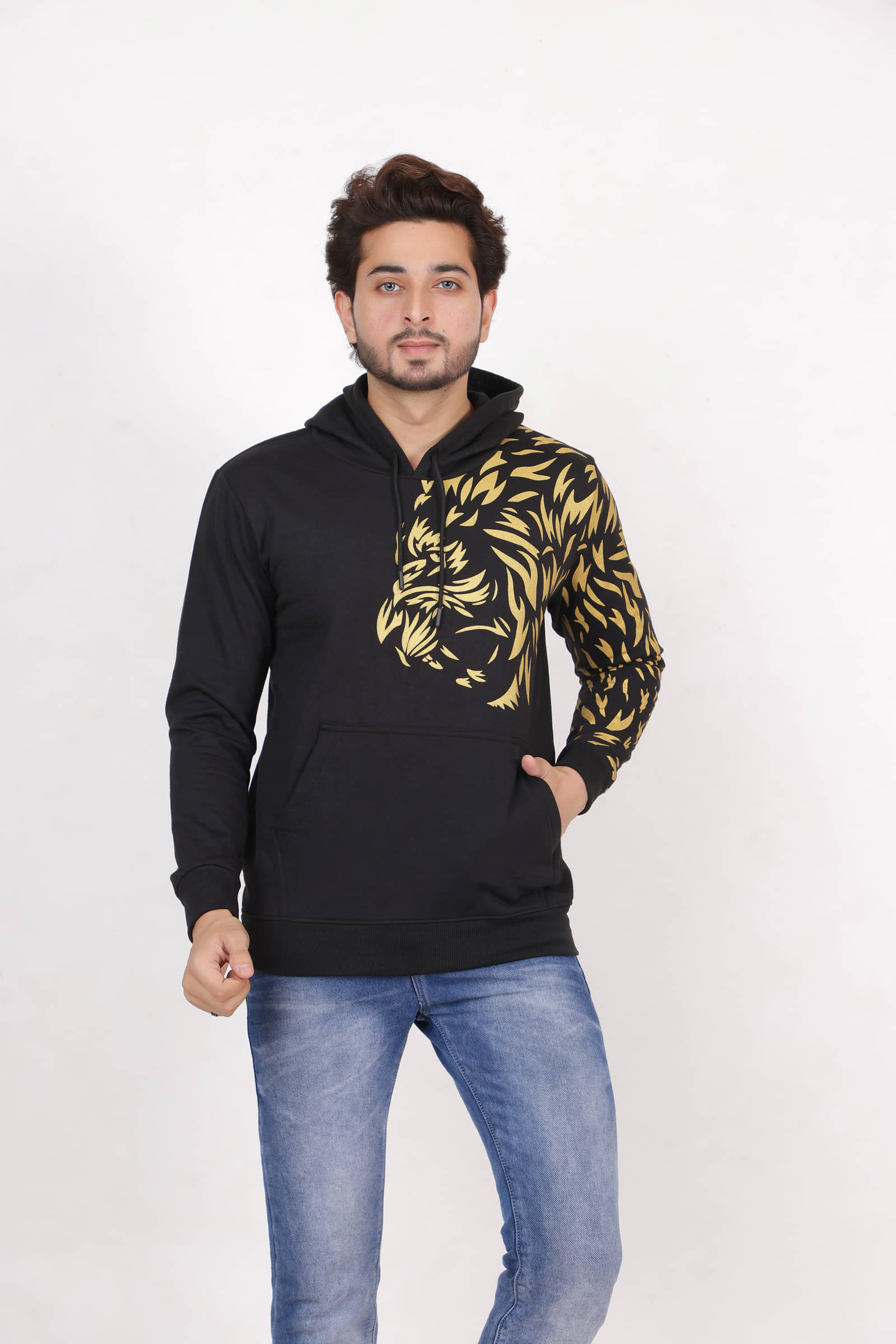 RELANE Fleece Hooded Men's Sweatshirt - Black ( Pack of 1 )