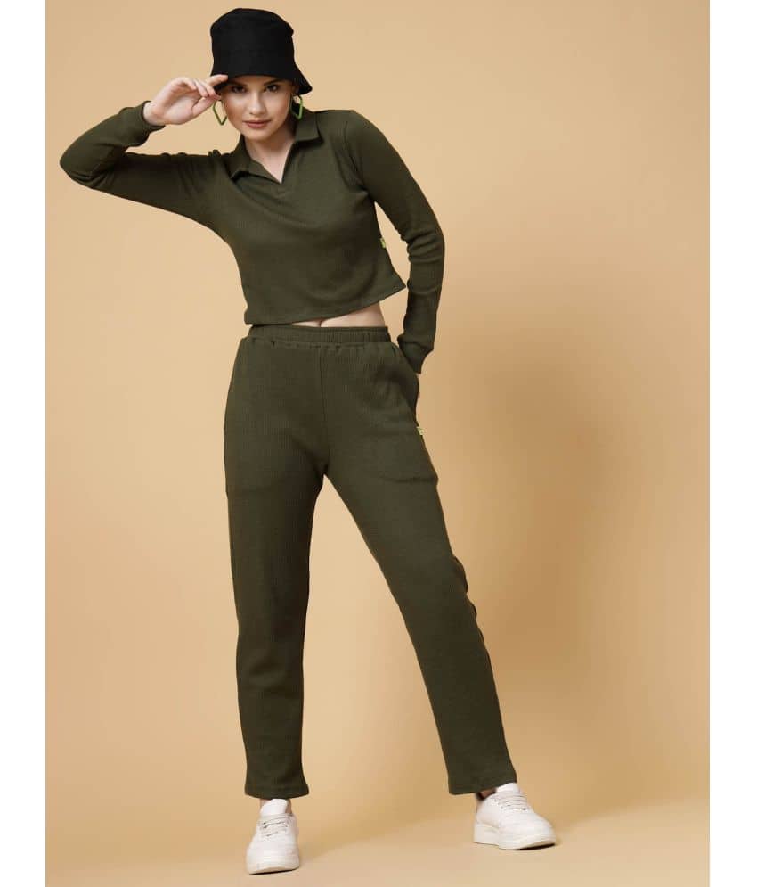 Rigo Women Solid Top With Joggers Co-Ord Set ( Purple )