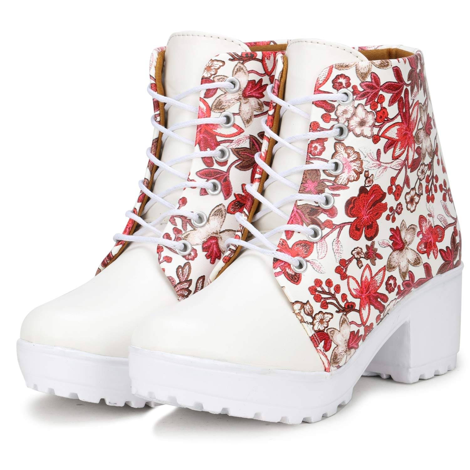     			Saheb - White Women's Ankle Length Boots