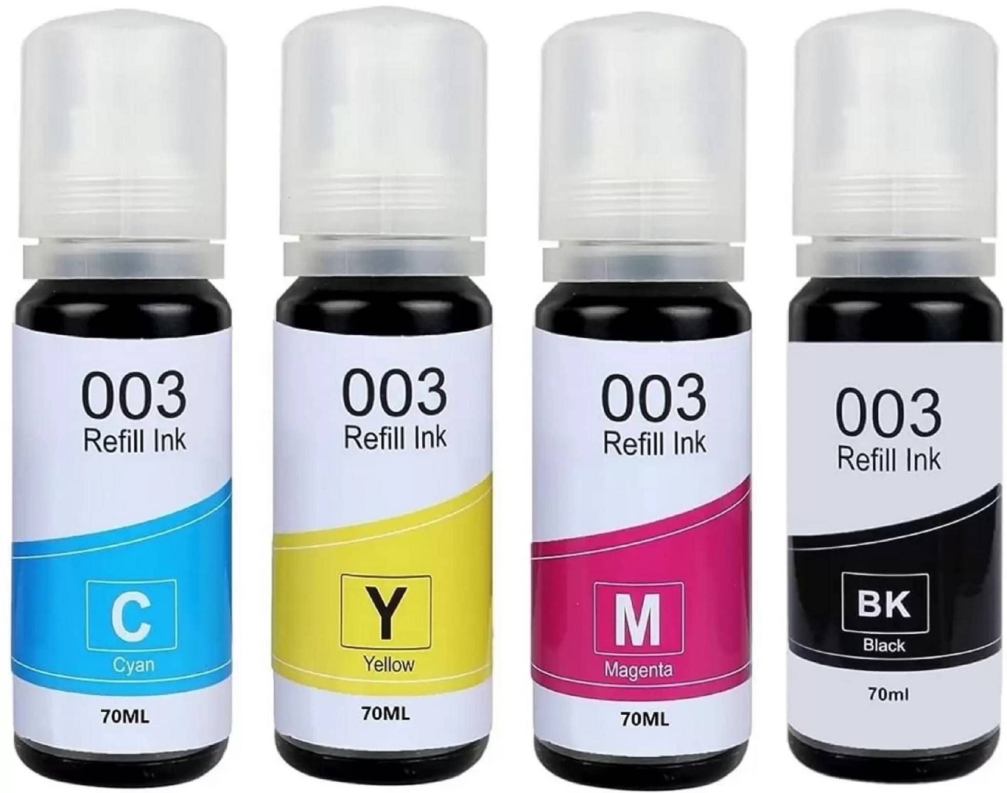     			TEQUO 001 003 Ink Multicolor Pack of 4 Cartridge for EPS0N 003 Ink Bottles (65ml) for L3110 L3101 L3150 L4150 L4160 L6160 L6170 L6190 Printers