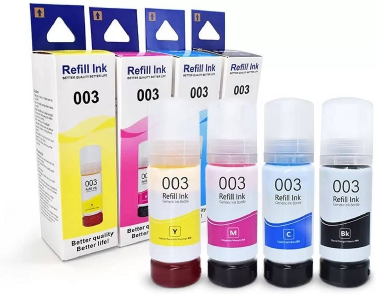    			TEQUO 003 For L1110 Ink Multicolor Pack of 4 Cartridge for EPS0N For L3110 L3150 L3115 L3116 L3101 L1110 L3151 L3152 L3156 L5190 Printer