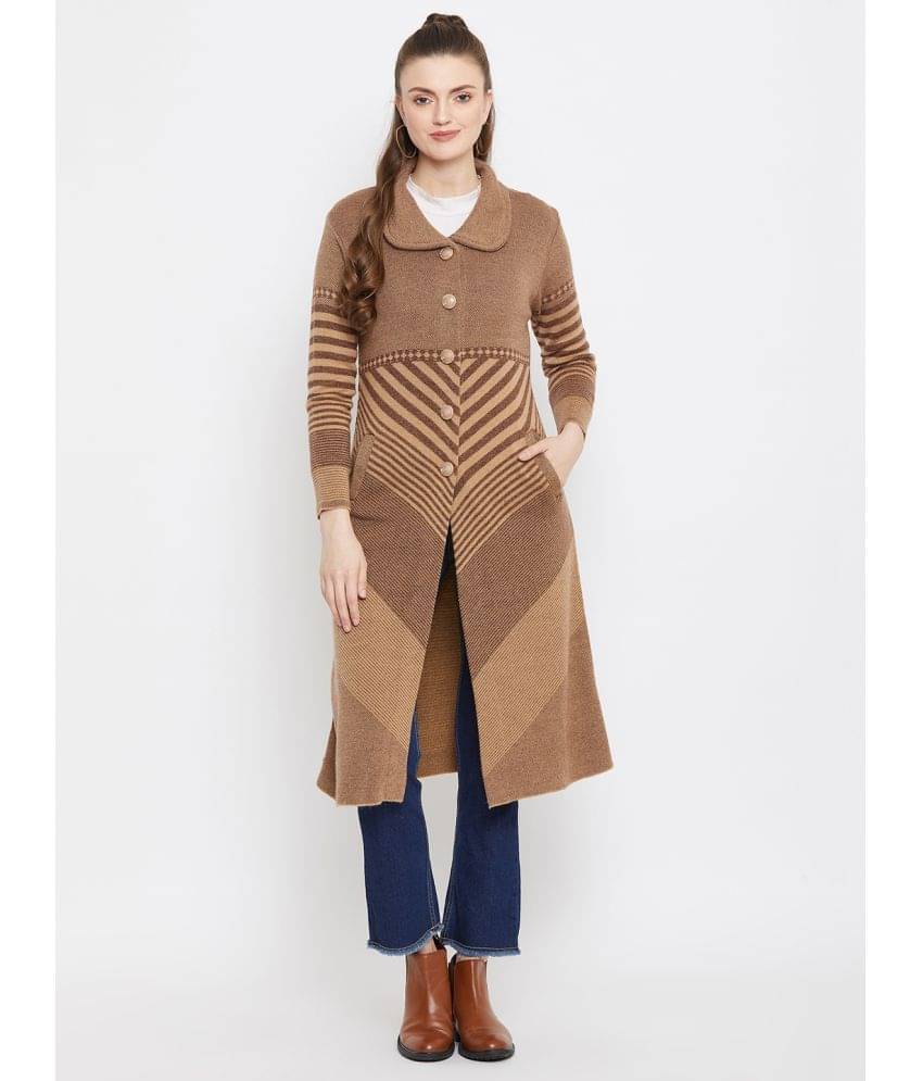 zigo Woollen Regular Collar Women's Buttoned Cardigans - Brown ( Single ) zigo Woollen Regular Collar Women's Buttoned Cardigans - Brown ( Single )