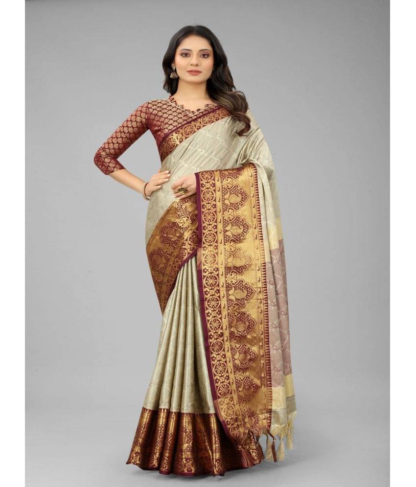     			Apnisha Cotton Silk Embroidered Saree With Unstitched Blouse Piece ( Green )