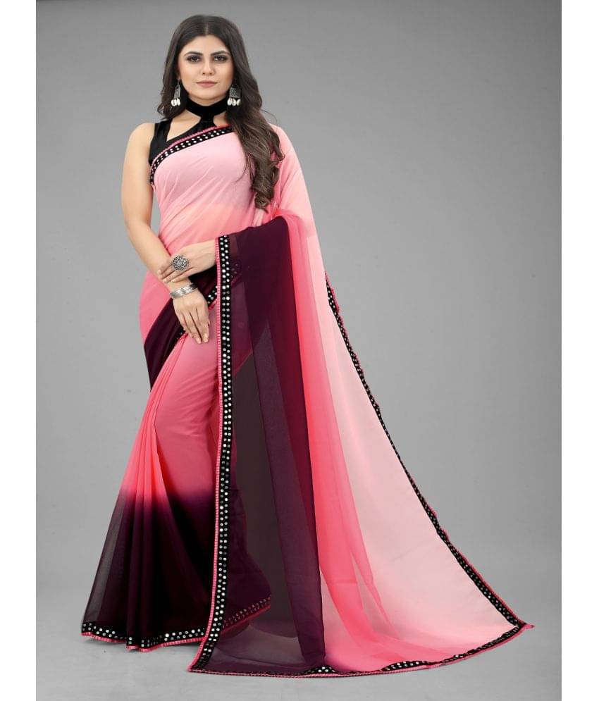 Apnisha Georgette Dyed Saree With Unstitched Blouse Piece ( Multicolour ) Apnisha Georgette Dyed Saree With Unstitched Blouse Piece ( Multicolour )