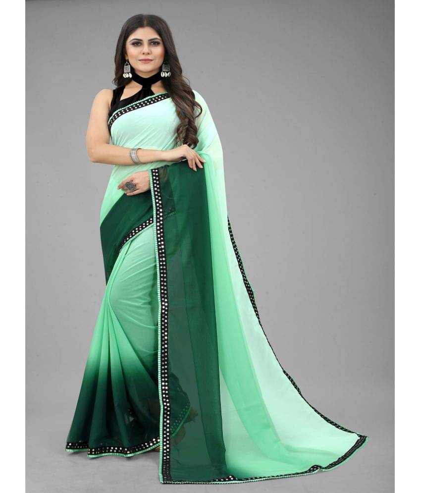     			Apnisha Georgette Dyed Saree With Unstitched Blouse Piece ( Multicolour )
