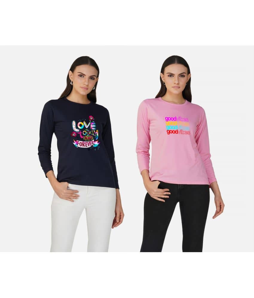 CHOZI Women Cotton Printed Regular Fit Round Neck T-Shirt ( Multi Color )