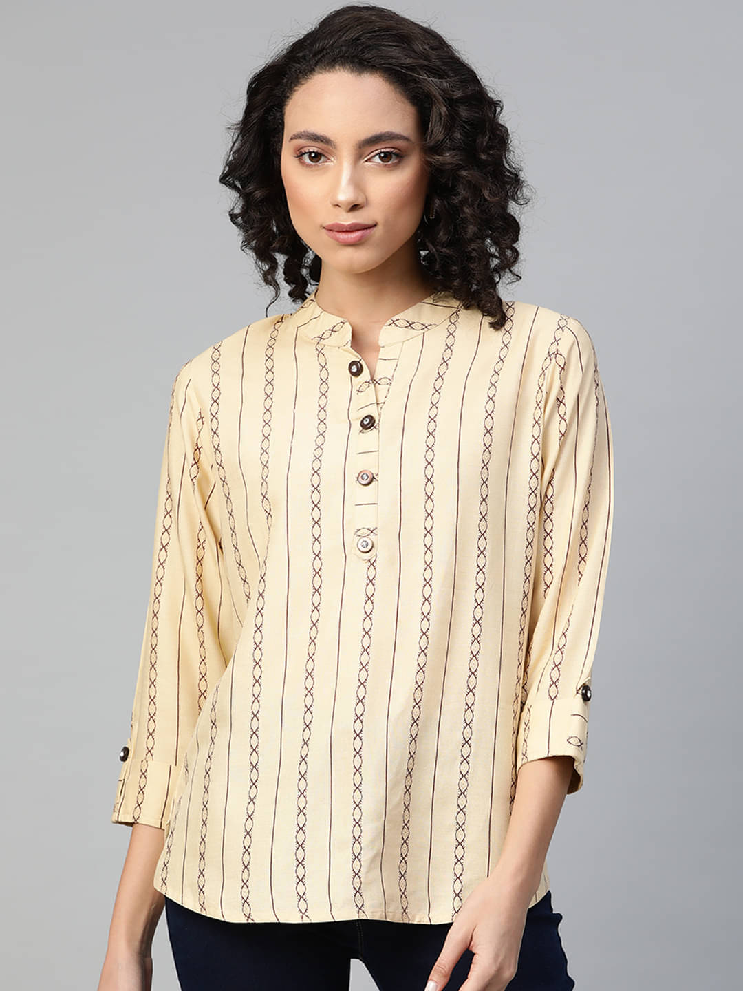     			HIGHLIGHT FASHION EXPORT Women's Rayon Regular Top ( Beige )