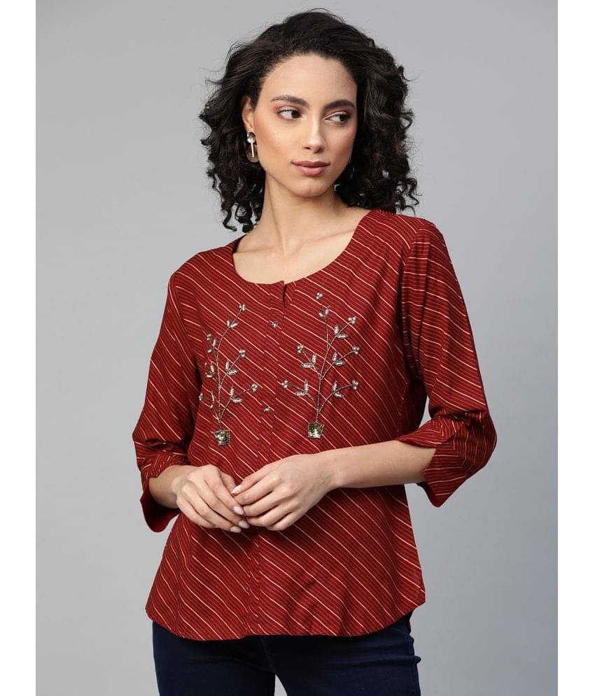     			HIGHLIGHT FASHION EXPORT Women's Rayon Regular Top ( Maroon )