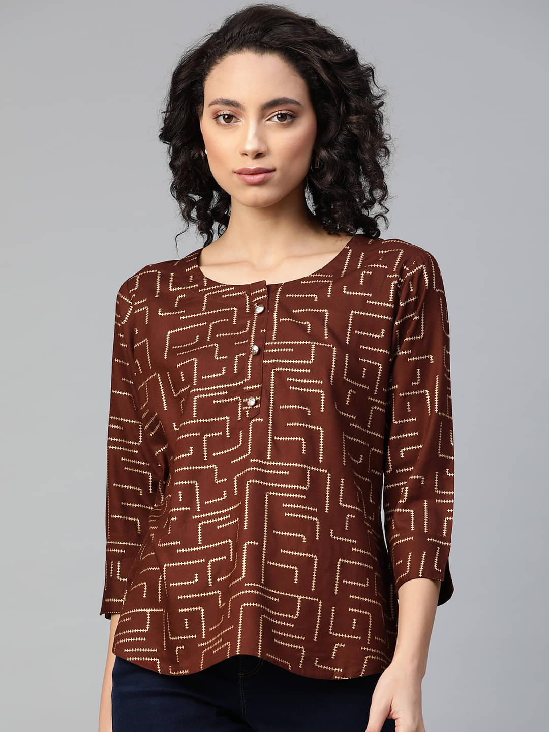 JC4U Women's Rayon Regular Top ( Brown ) JC4U Women's Rayon Regular Top ( Brown )