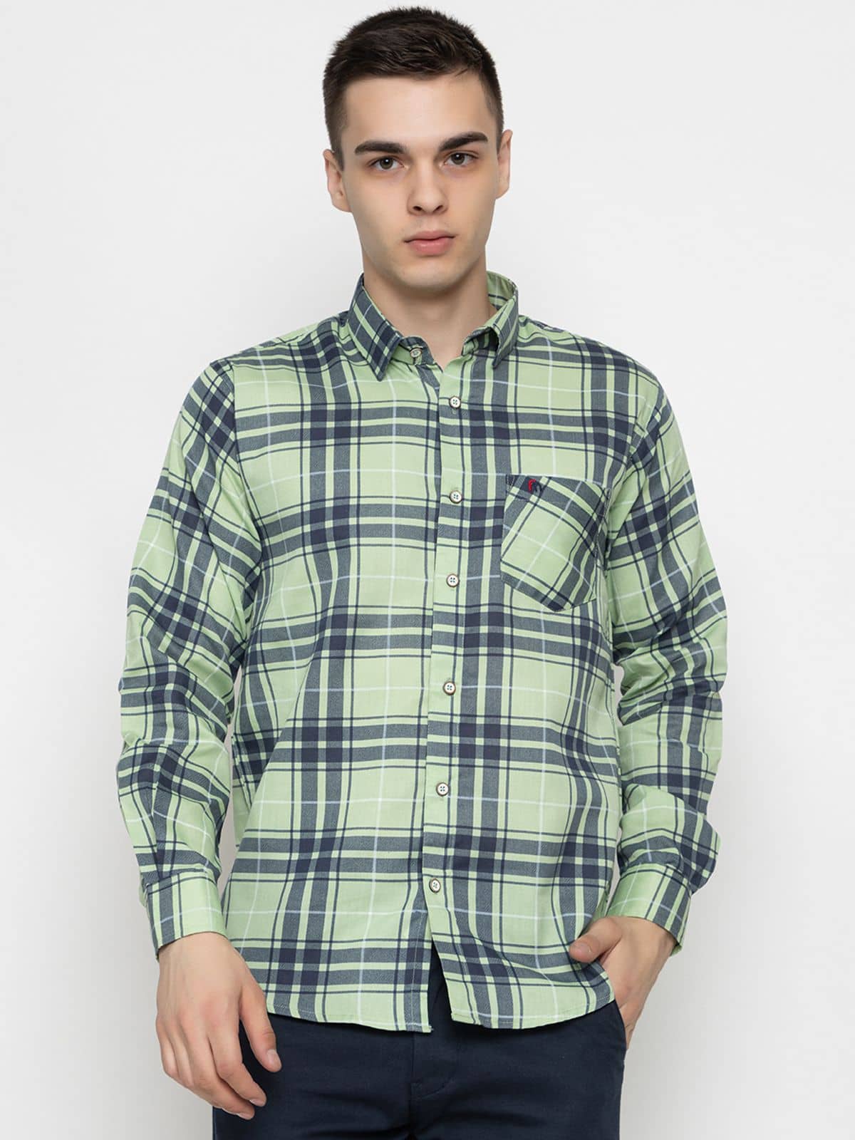 MODERNITY 100% Cotton Regular Fit Checks Full Sleeves Men's Casual Shirt - Green ( Pack of 1 )