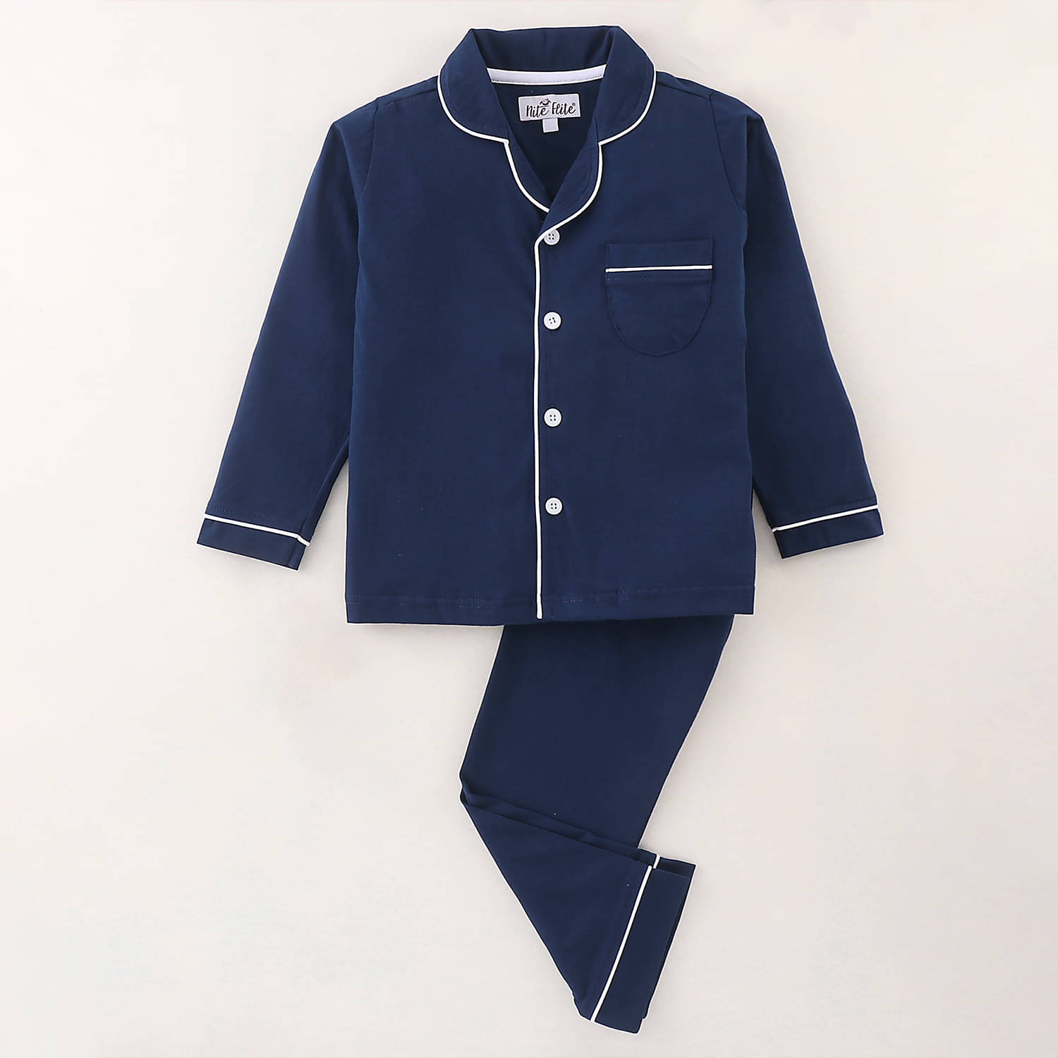     			Nite Flite Pack of 1 Boys 100% Cotton Nightsuit Set ( Blue )
