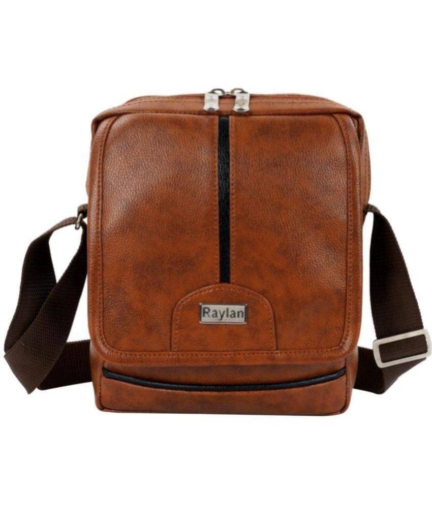     			Raylan Brown Textured Messenger Bag