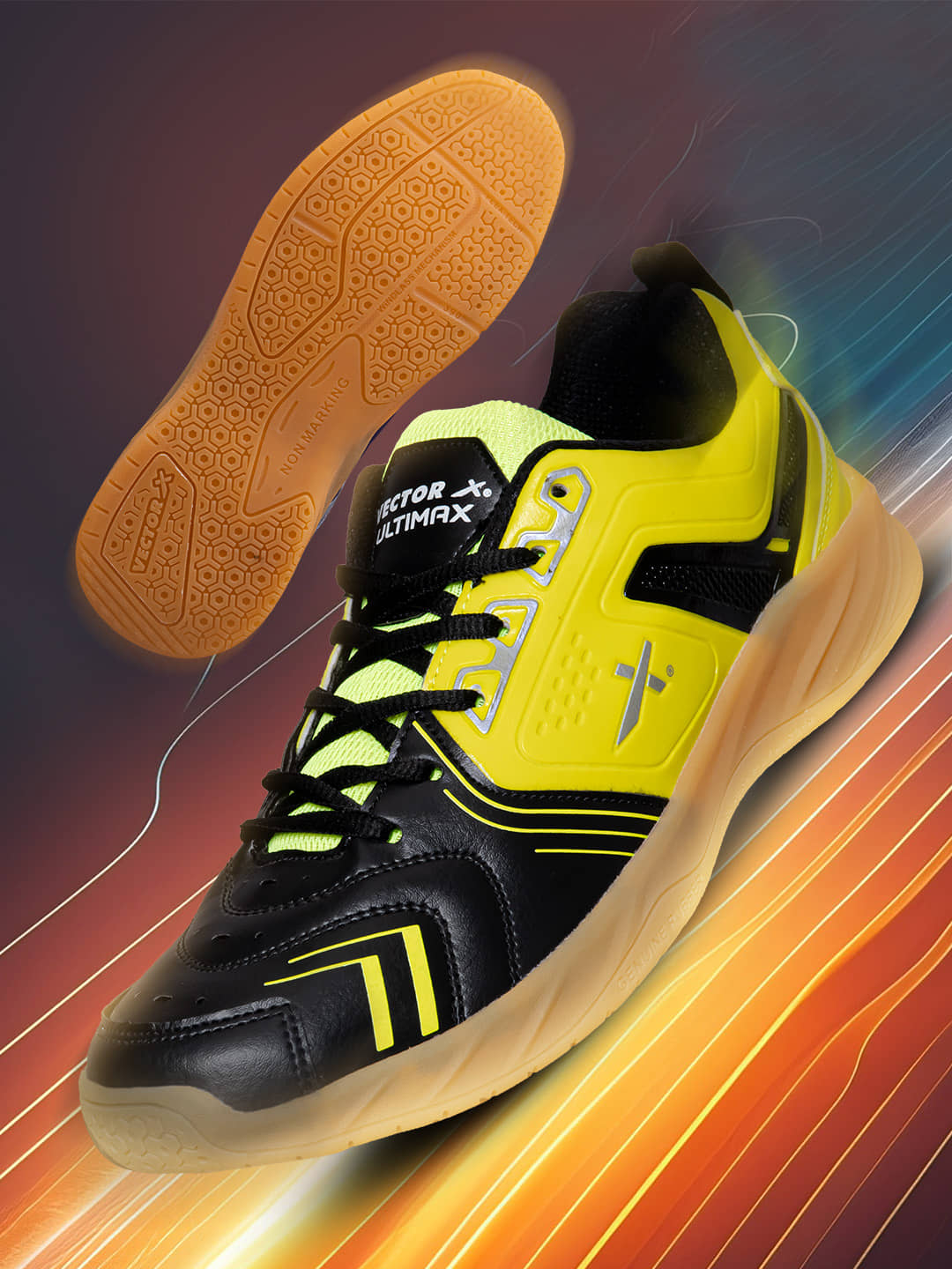 Vector X Ultimax Black Non-Marking Yellow Unisex - Sports Shoes | Buy online on ZillyBuy