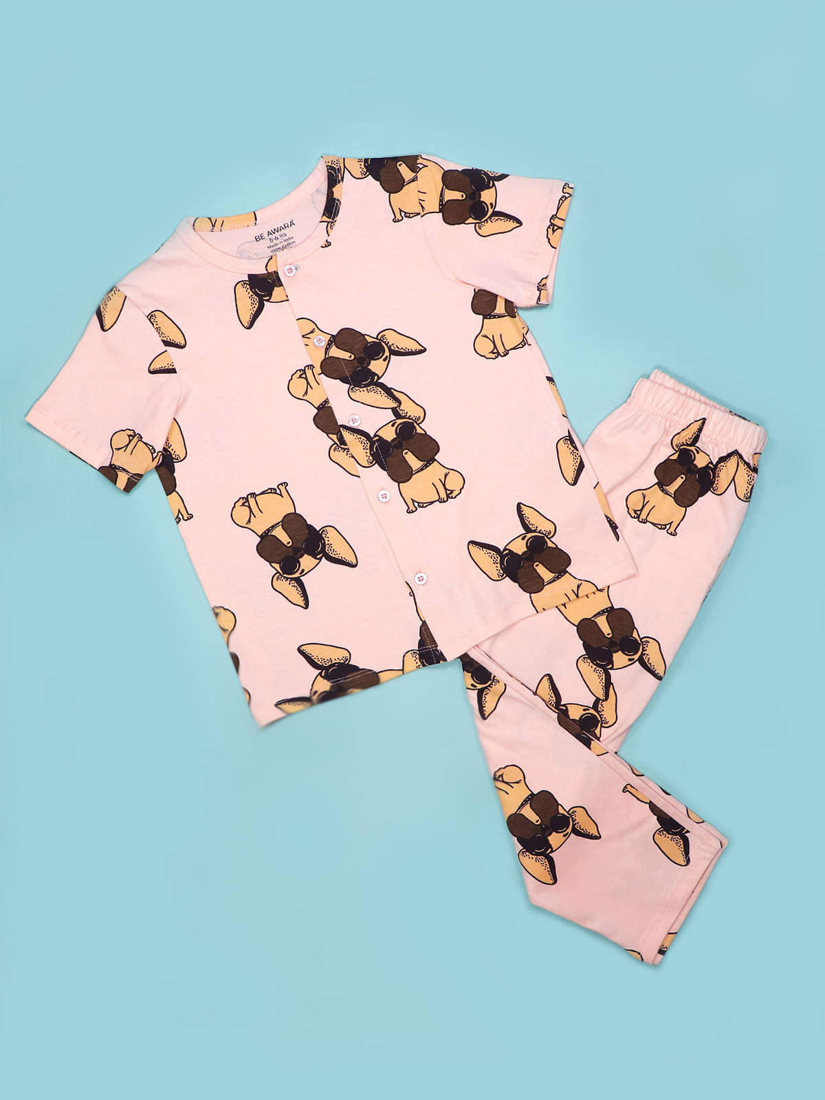     			Be Awara Pack of 1 Boys 100% Cotton Nightsuit Set ( Peach )