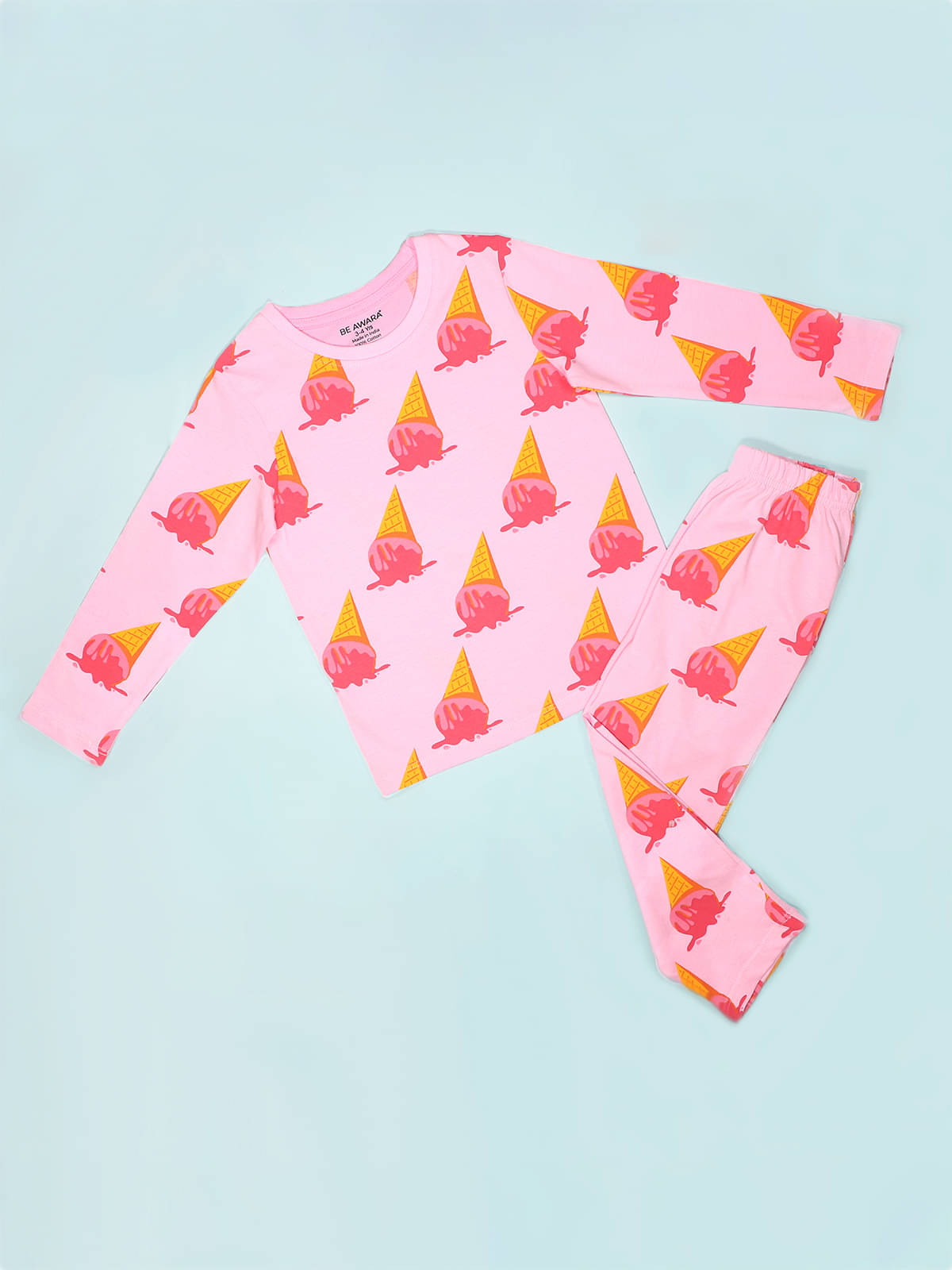     			Be Awara Pack of 1 Boys 100% Cotton Nightsuit Set ( Pink )