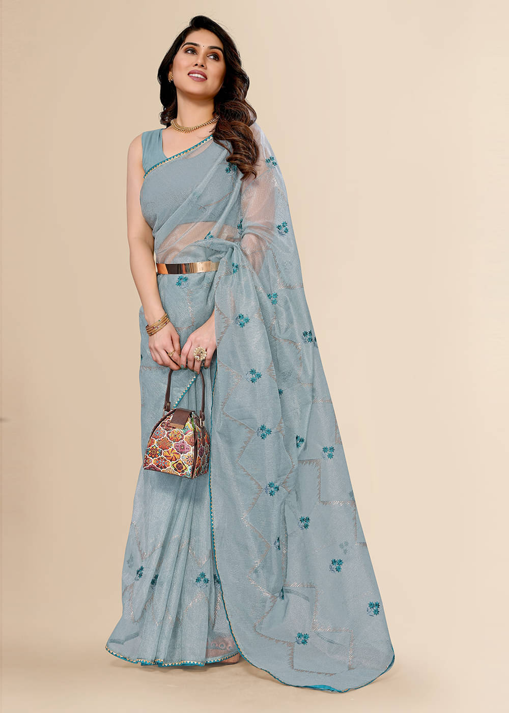     			FABMORA Cotton Printed Saree With Unstitched Blouse Piece ( Fluorescent Green )
