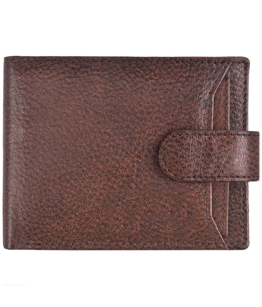     			GEEO - Brown Leather Men's Anti-theft Wallet ( Pack of 1 )