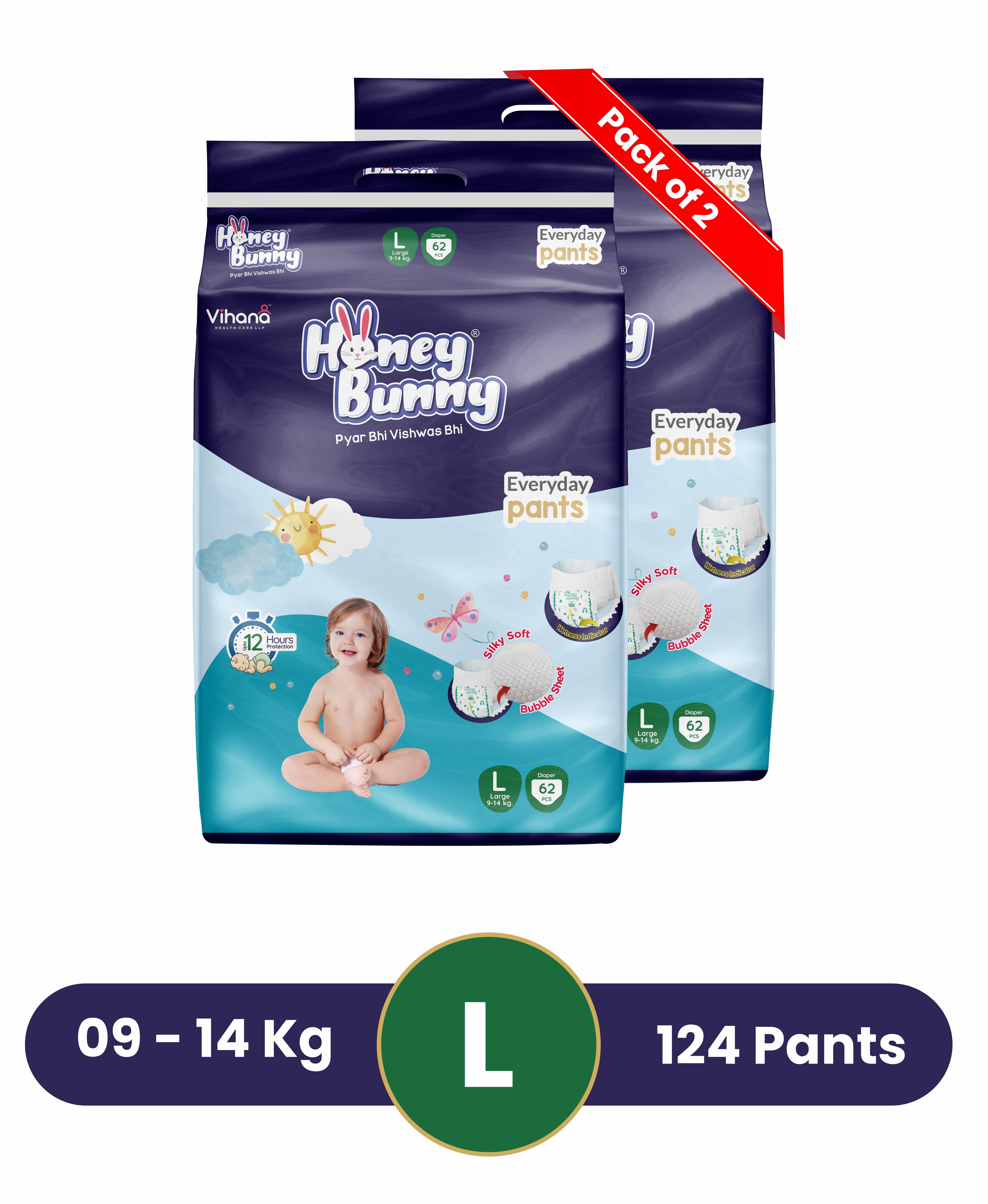     			Honey Bunny - L Diaper Pants ( Pack of 2 )