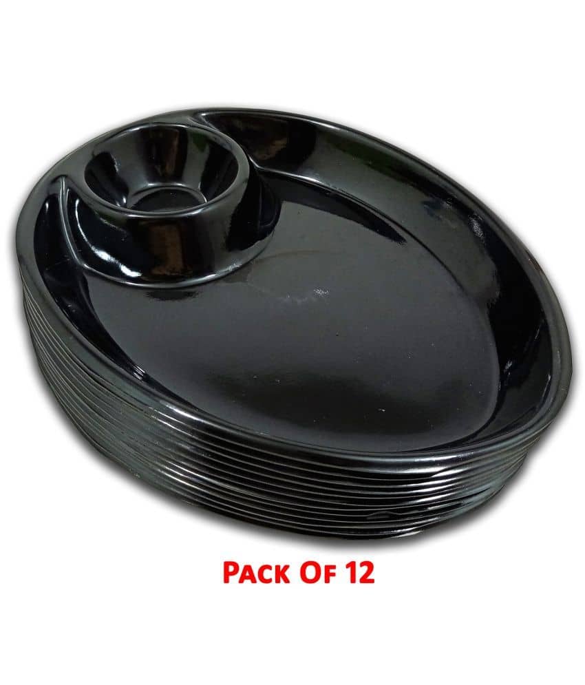 Inpro 12 Pcs Melamine Black Quarter Plate