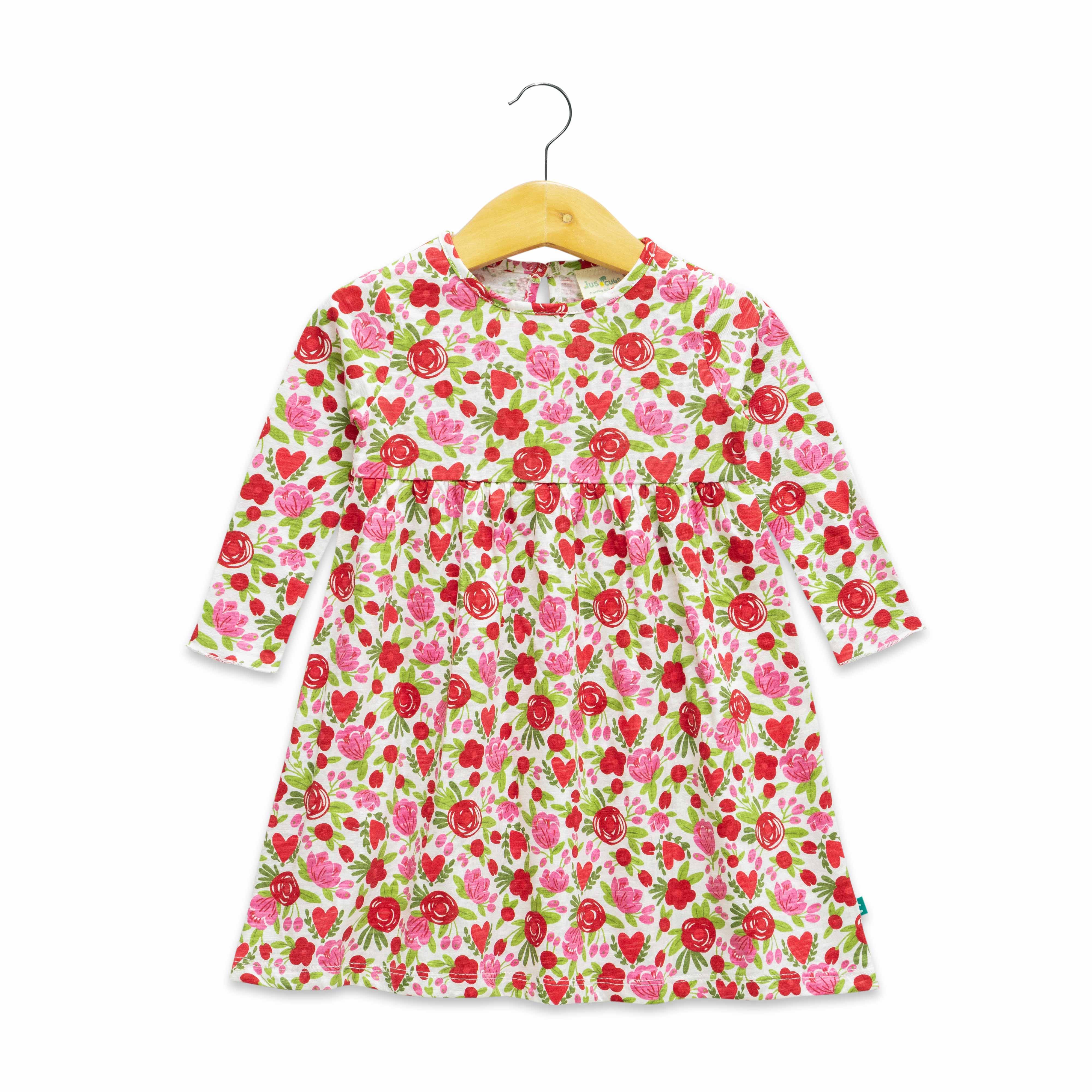     			Juscubs Cotton Fit And Flare Dress For Girls ( Pack of 1 , Pink )