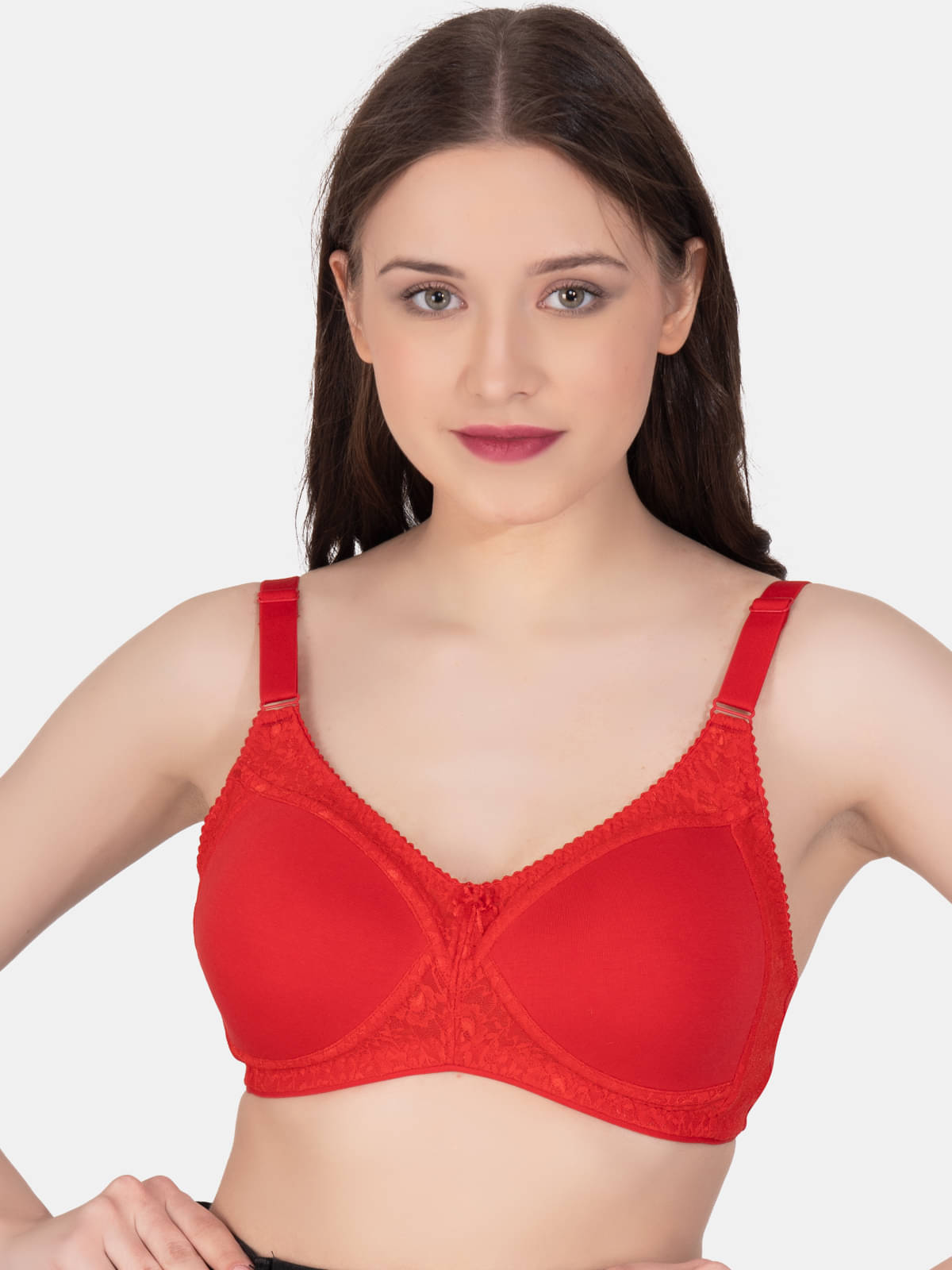 LACYLUXE Net Lightly Padded Women's Everyday Bra ( Red ) LACYLUXE Net Lightly Padded Women's Everyday Bra ( Red )