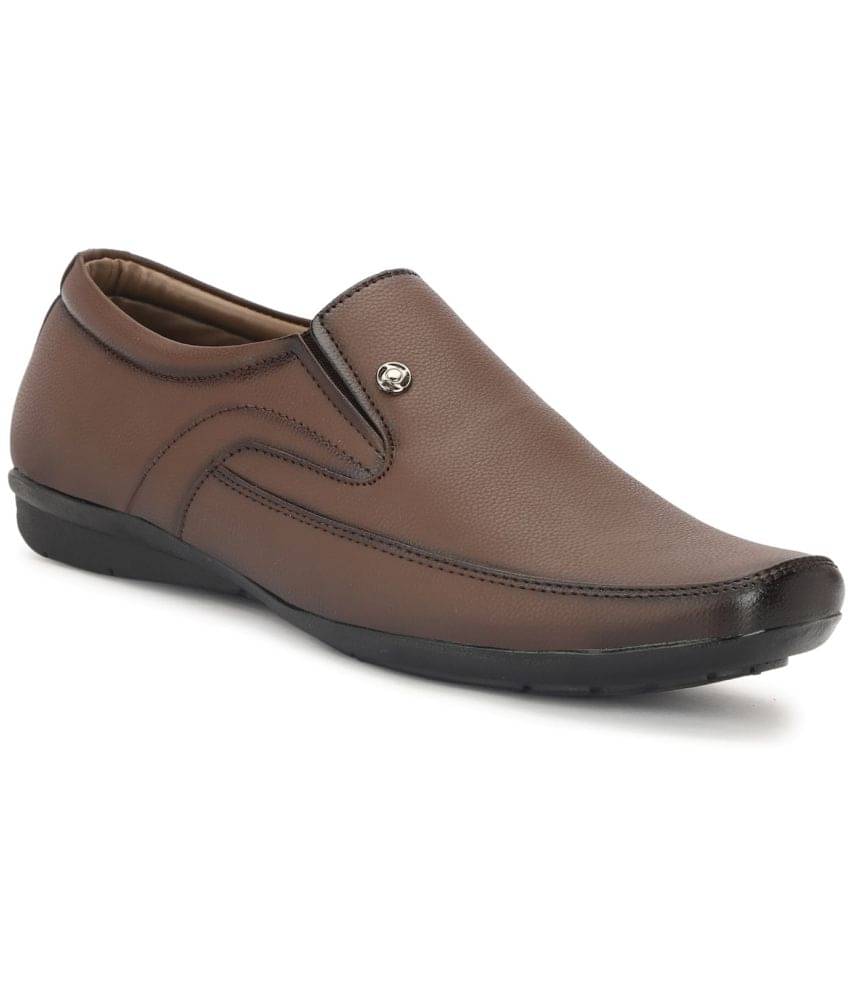 MARKRANGE - Brown Men's Slip On Formal Shoes MARKRANGE - Brown Men's Slip On Formal Shoes