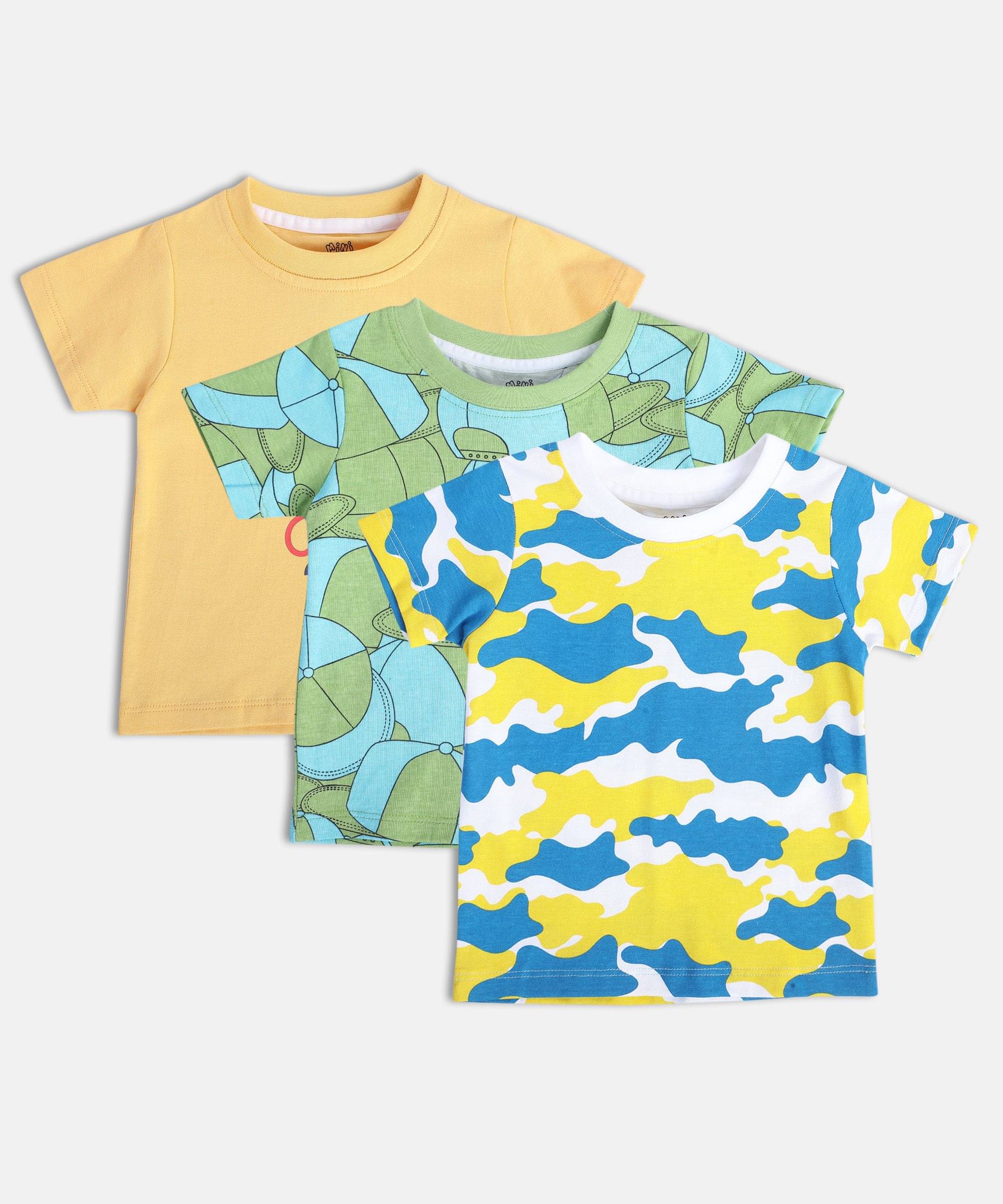     			MINI KLUB Pack of 3 Baby Boys Cotton T-Shirt ( Multi )