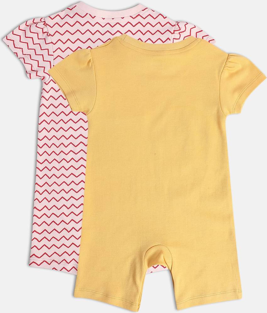 MINI KLUB - Multi Color Cotton Rompers For Baby Girl ( Pack of 1 )