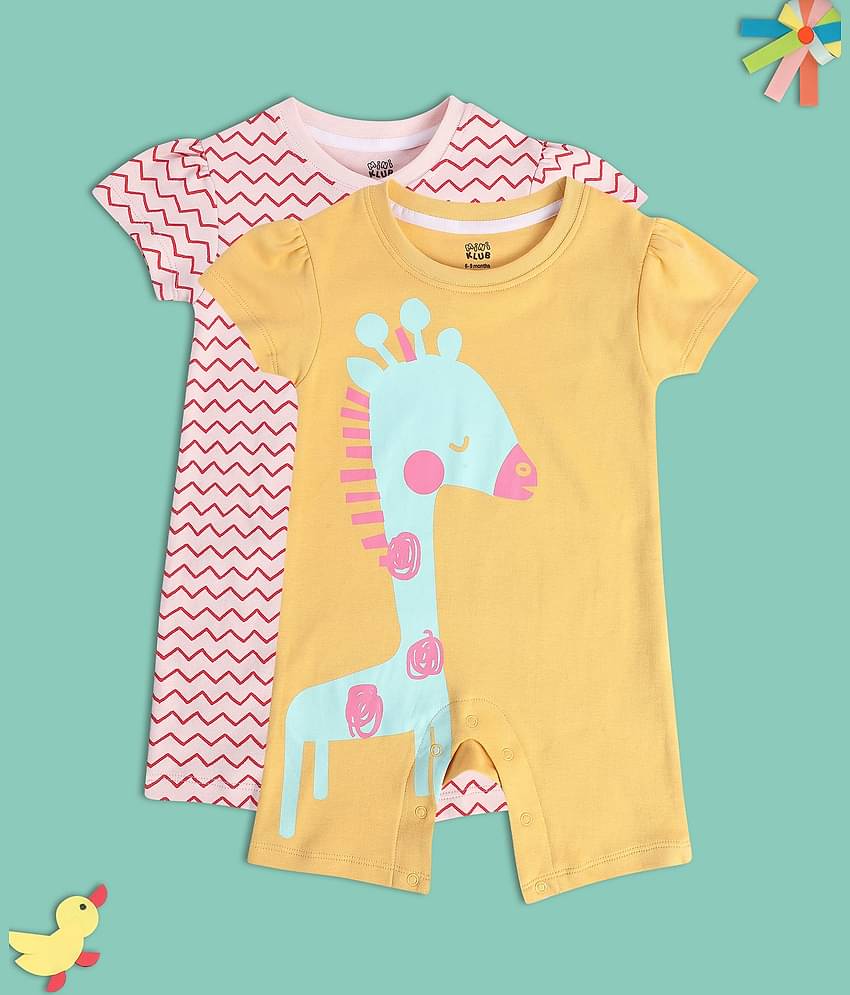MINI KLUB - Multi Color Cotton Rompers For Baby Girl ( Pack of 1 )