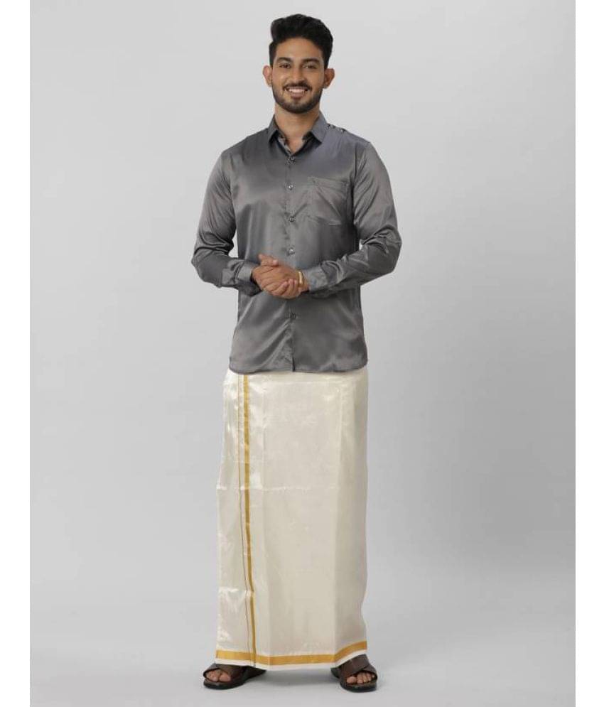 Ramraj cotton - Dark Grey Polyester Slim Fit Men's Dhoti Shirt Set ( Pack of 1 ) Ramraj cotton - Dark Grey Polyester Slim Fit Men's Dhoti Shirt Set ( Pack of 1 )