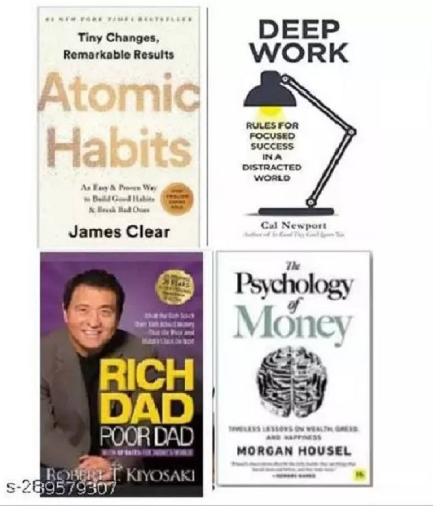 Rich dad poor dad+Atomic habit + Deep work + the psychology of money (SET OF 4 BOOKS) - Stationery | Buy online on ZillyBuy