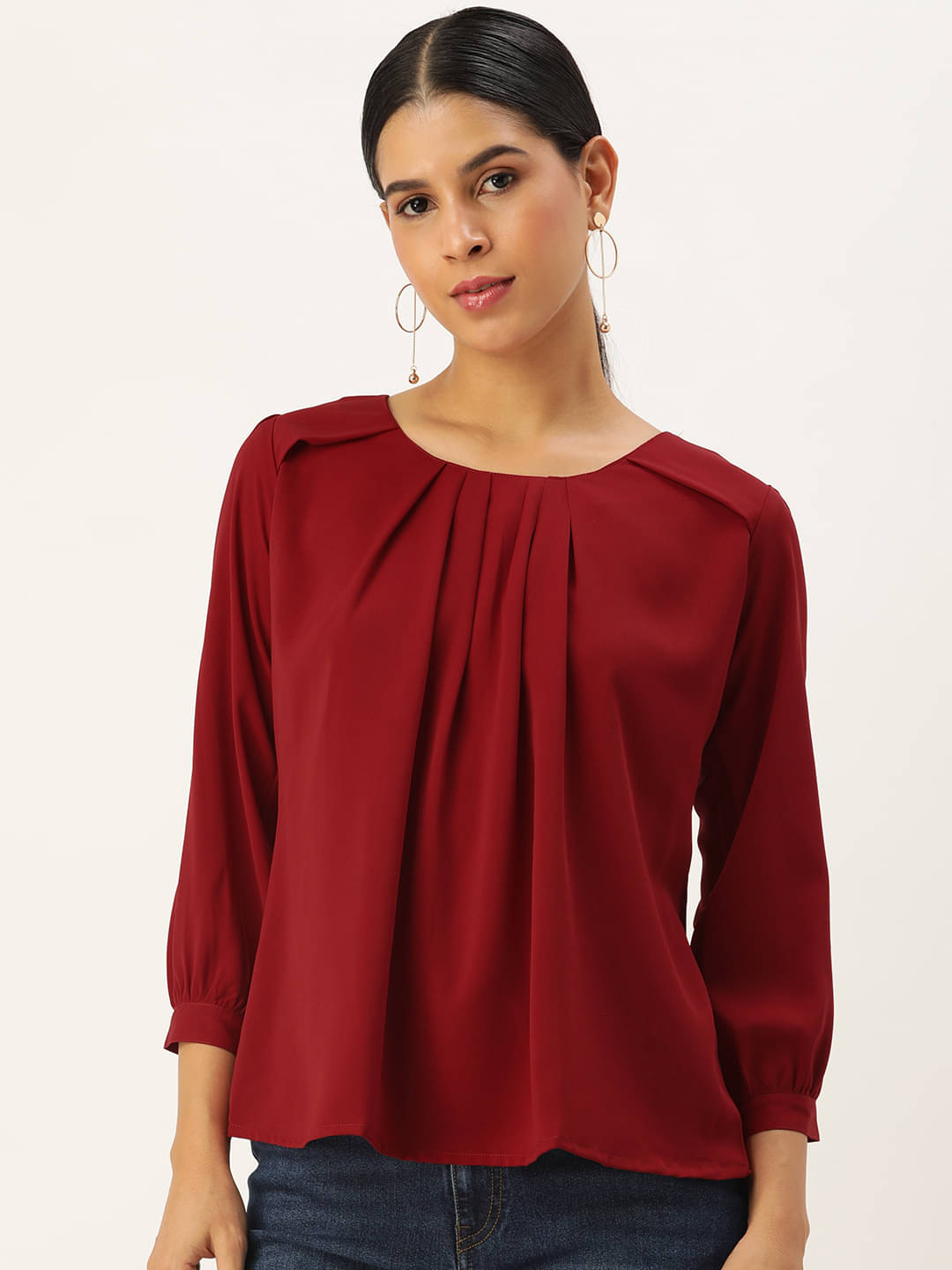     			SHANVIKA Women's Polyester Regular Top ( Maroon )