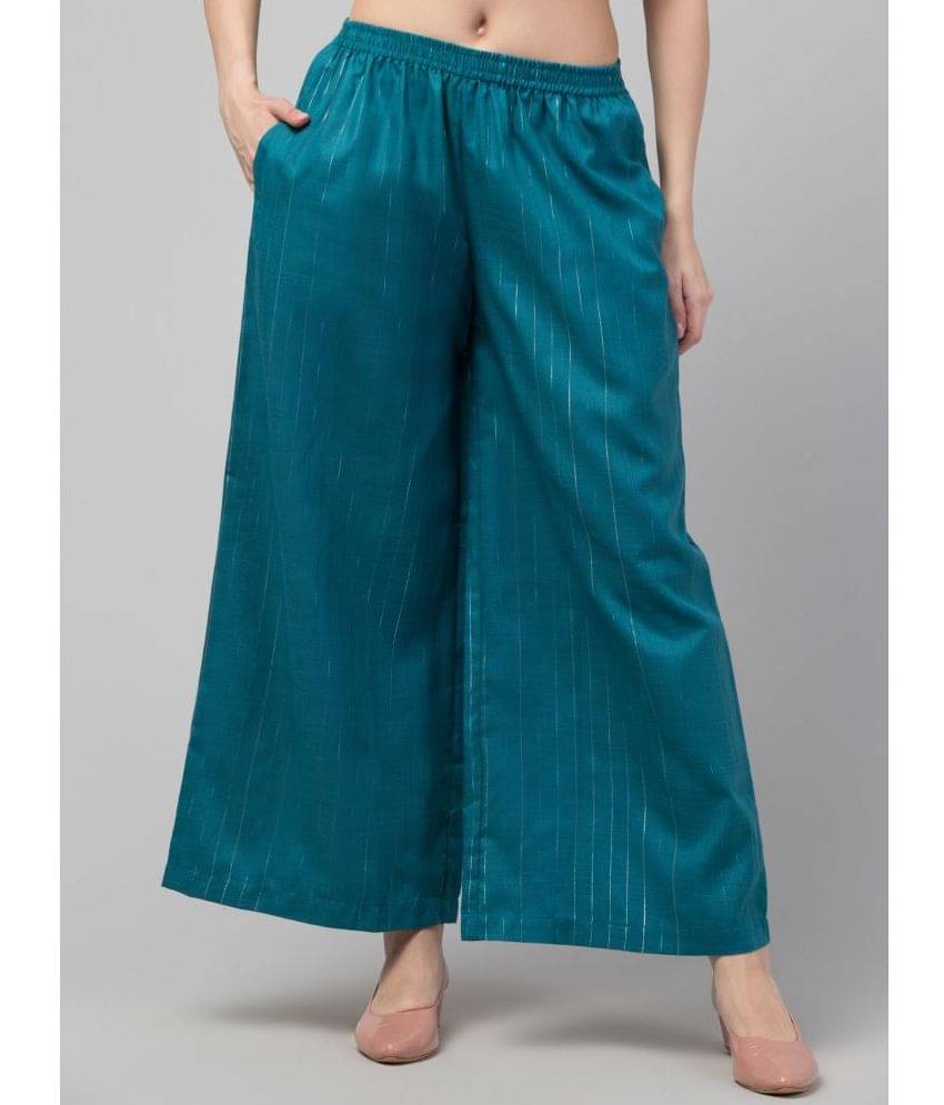 Swapi - Blue Rayon Wide leg Women's Palazzos ( Pack of 1 )     			Swapi - Blue Rayon Wide leg Women's Palazzos ( Pack of 1 )