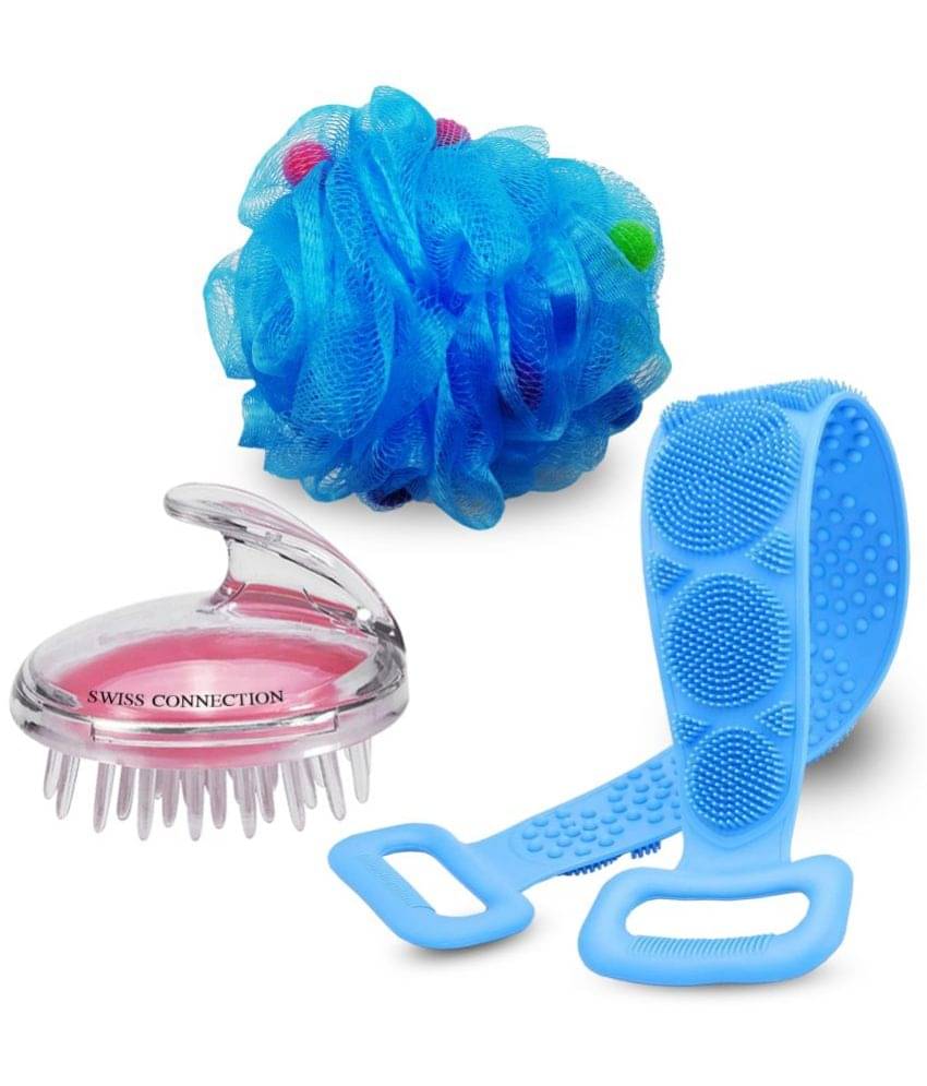     			Swiss Connection Round Loofah  With Belt Handle Loofah Assorted Pack of 3