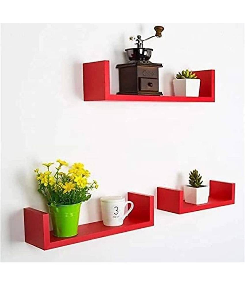     			TFS Floating Shelves Red MDF - Pack of 3