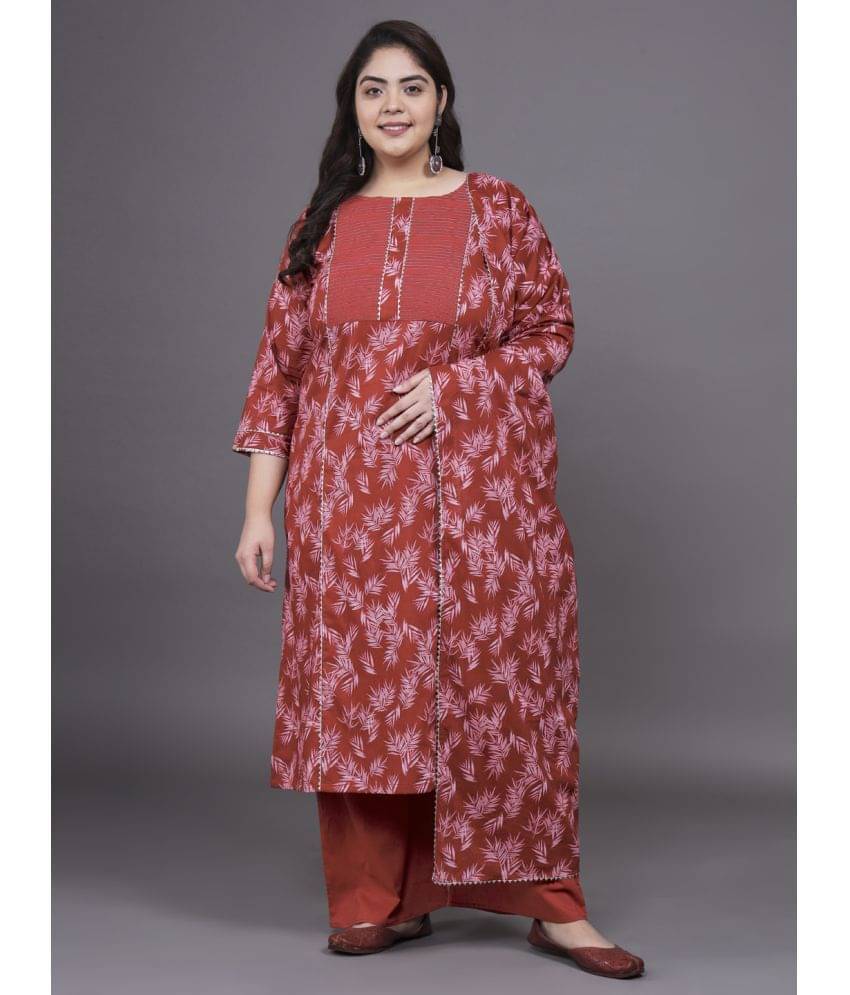 Tissu Cotton Printed Kurti With Palazzo Women's Stitched Salwar Suit - Maroon ( Pack of 1 ) Tissu Cotton Printed Kurti With Palazzo Women's Stitched Salwar Suit - Maroon ( Pack of 1 )