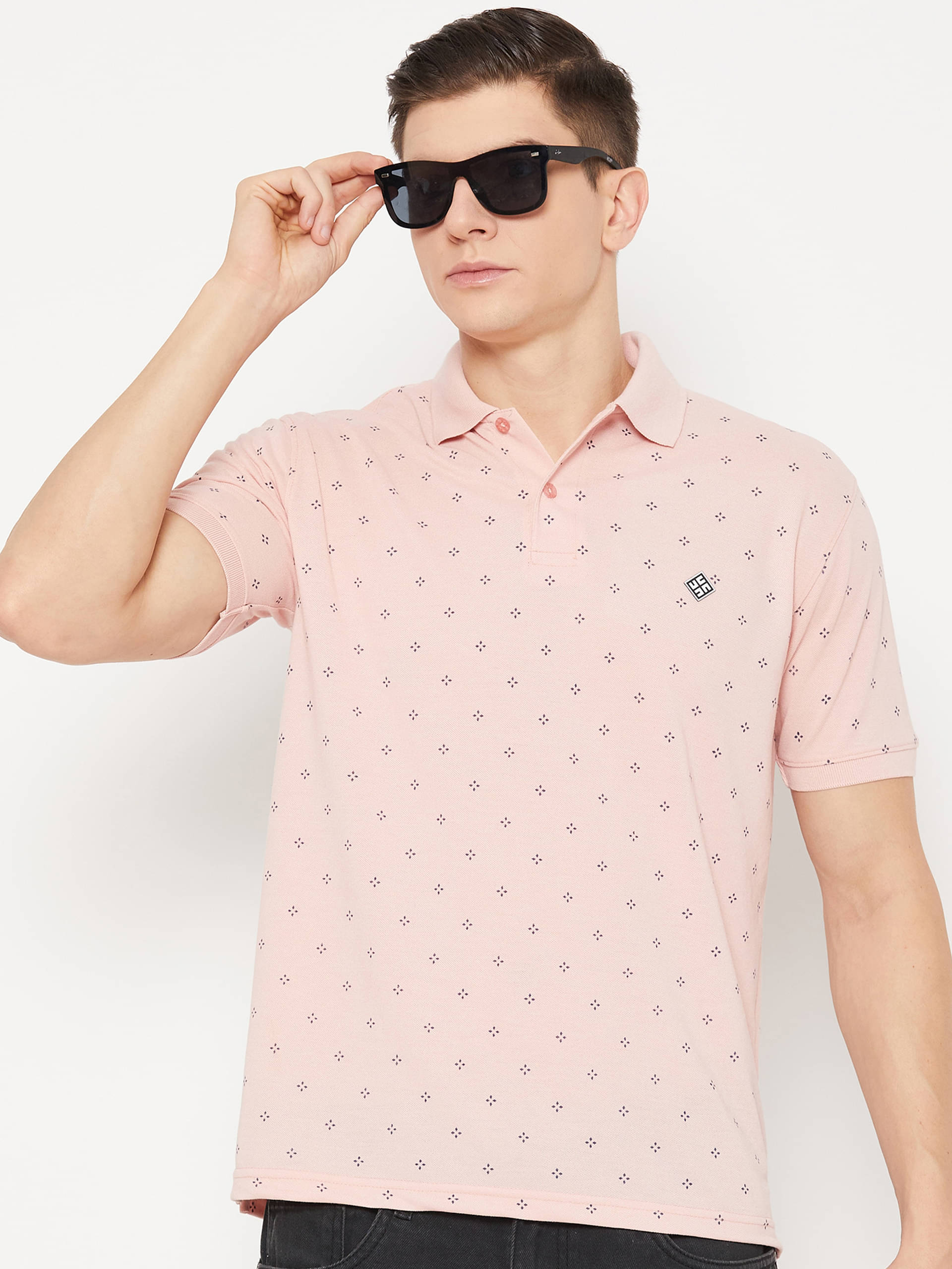     			UBX Pack of 1 Cotton Blend Regular Fit Printed Half Sleeves Men's Polo T Shirt ( Pink )