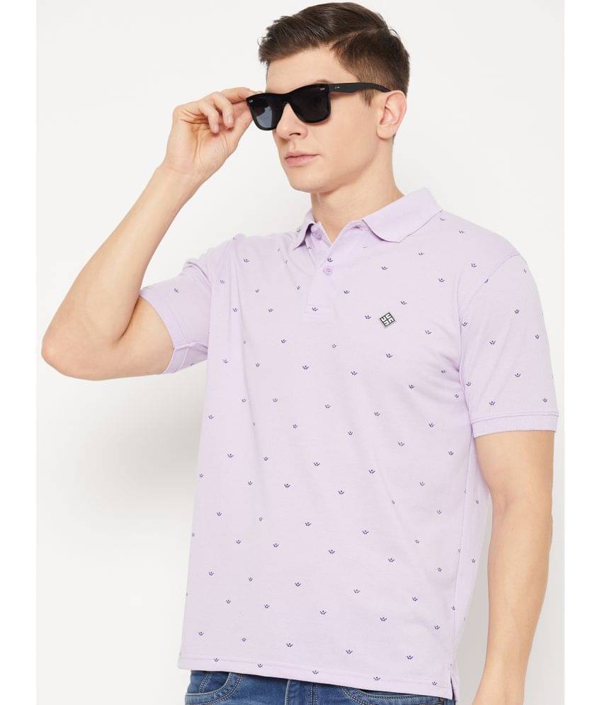 UBX Pack of 1 Cotton Blend Regular Fit Printed Half Sleeves Men's Polo T Shirt ( Lavender ) UBX Pack of 1 Cotton Blend Regular Fit Printed Half Sleeves Men's Polo T Shirt ( Lavender )