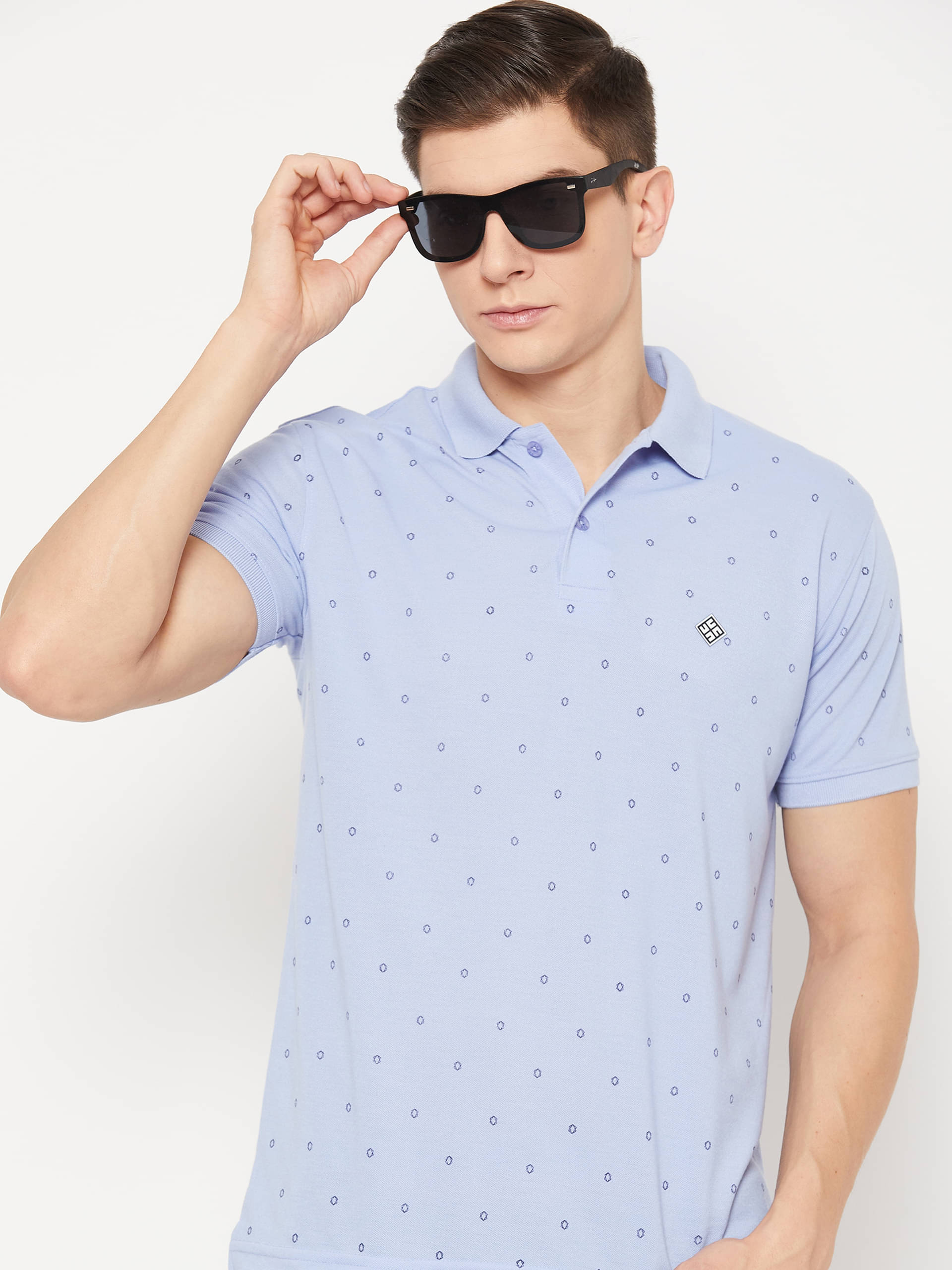 UBX Pack of 1 Cotton Blend Regular Fit Printed Half Sleeves Men's Polo T Shirt ( Sky Blue ) UBX Pack of 1 Cotton Blend Regular Fit Printed Half Sleeves Men's Polo T Shirt ( Sky Blue )