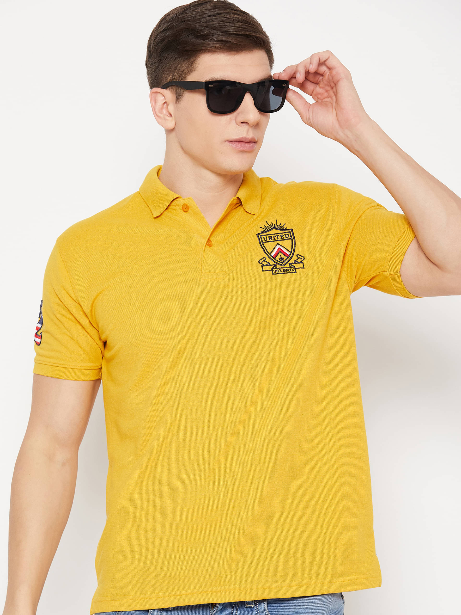 UBX Pack of 1 Cotton Blend Regular Fit Solid Half Sleeves Men's Polo T Shirt ( Mustard )     			UBX Pack of 1 Cotton Blend Regular Fit Solid Half Sleeves Men's Polo T Shirt ( Mustard )