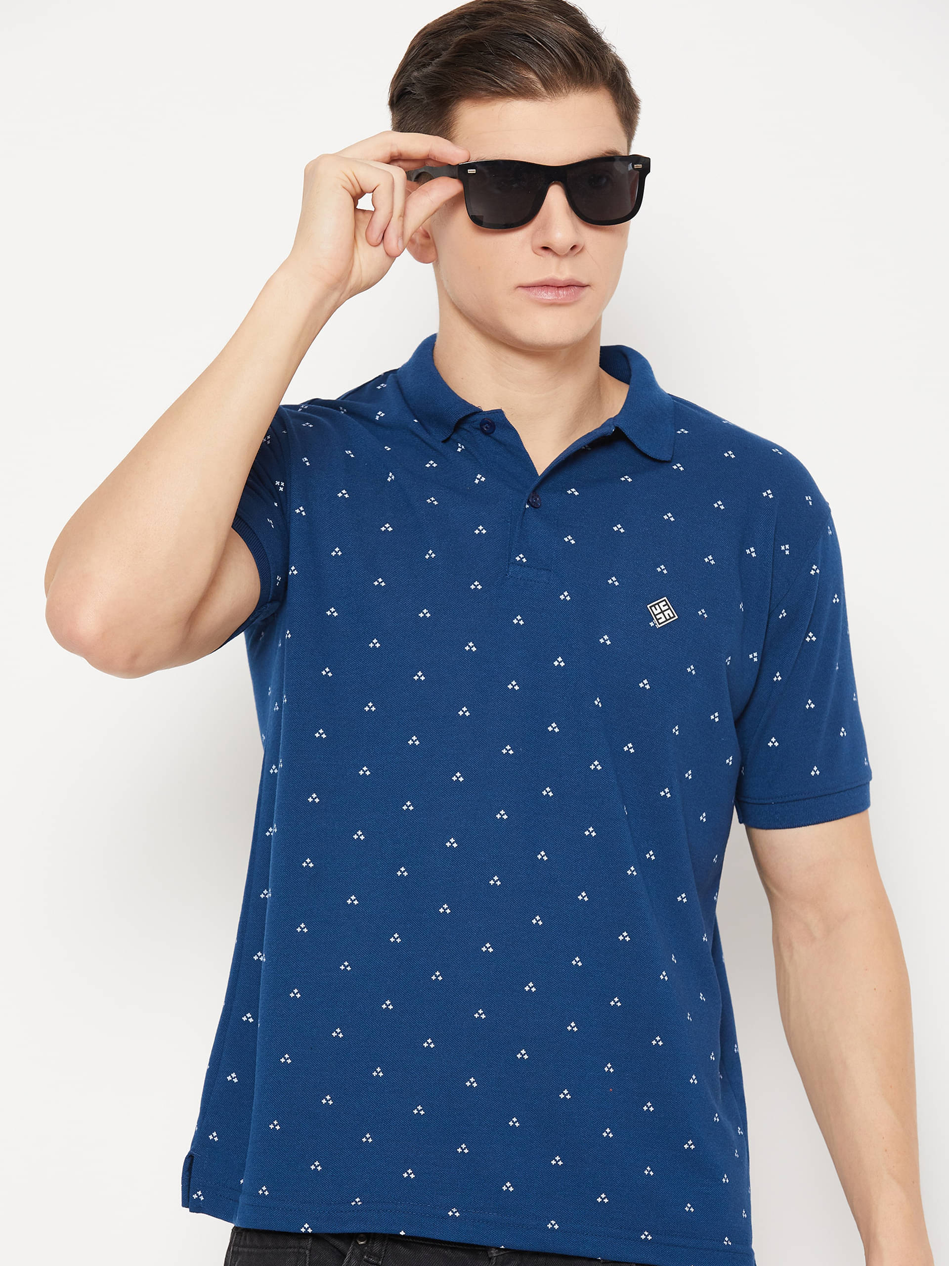 UBX Pack of 1 Cotton Blend Regular Fit Printed Half Sleeves Men's Polo T Shirt ( Navy Blue ) UBX Pack of 1 Cotton Blend Regular Fit Printed Half Sleeves Men's Polo T Shirt ( Navy Blue )
